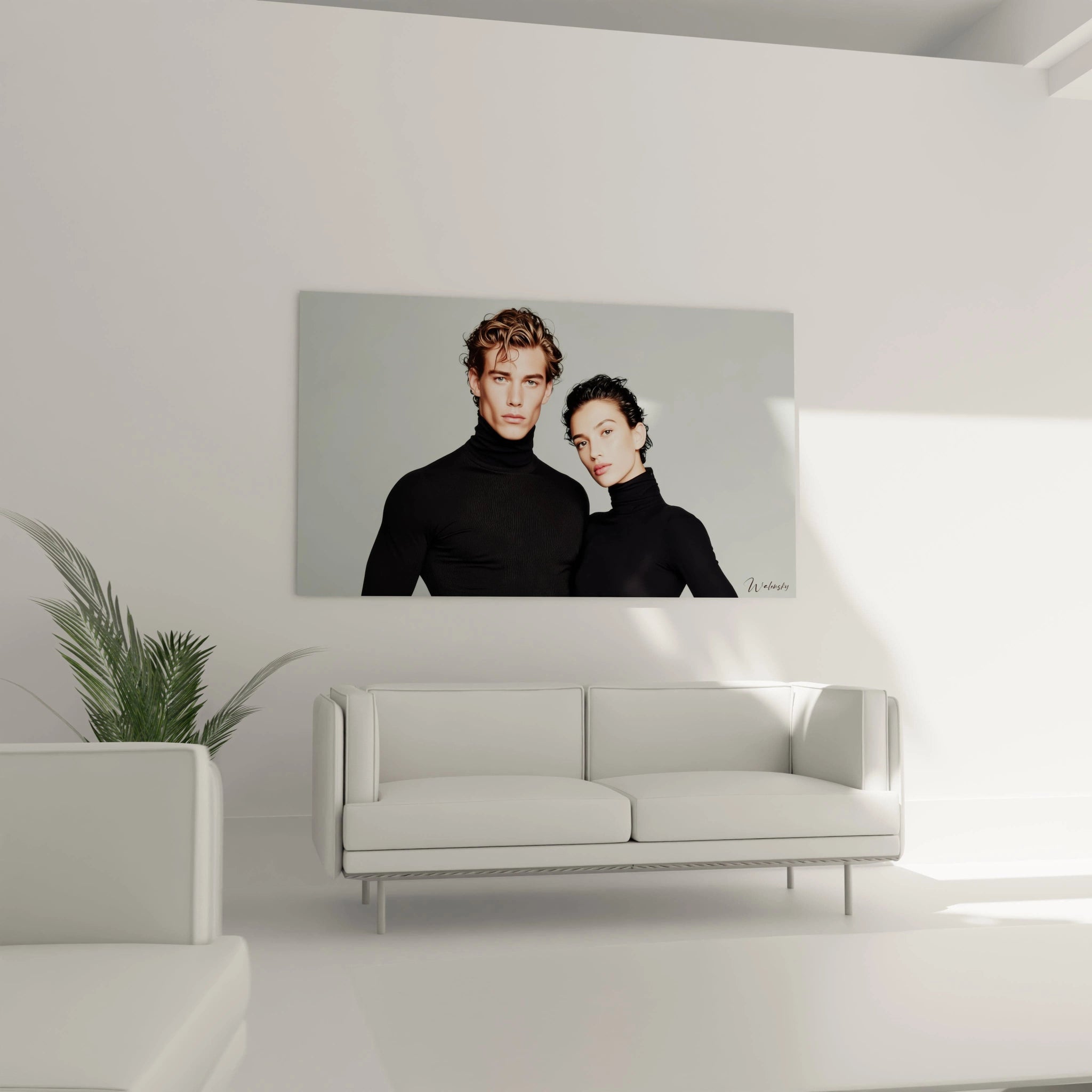 Tableau portrait duo haut de gamme de Walensky, présentant deux modèles en noir sur fond neutre