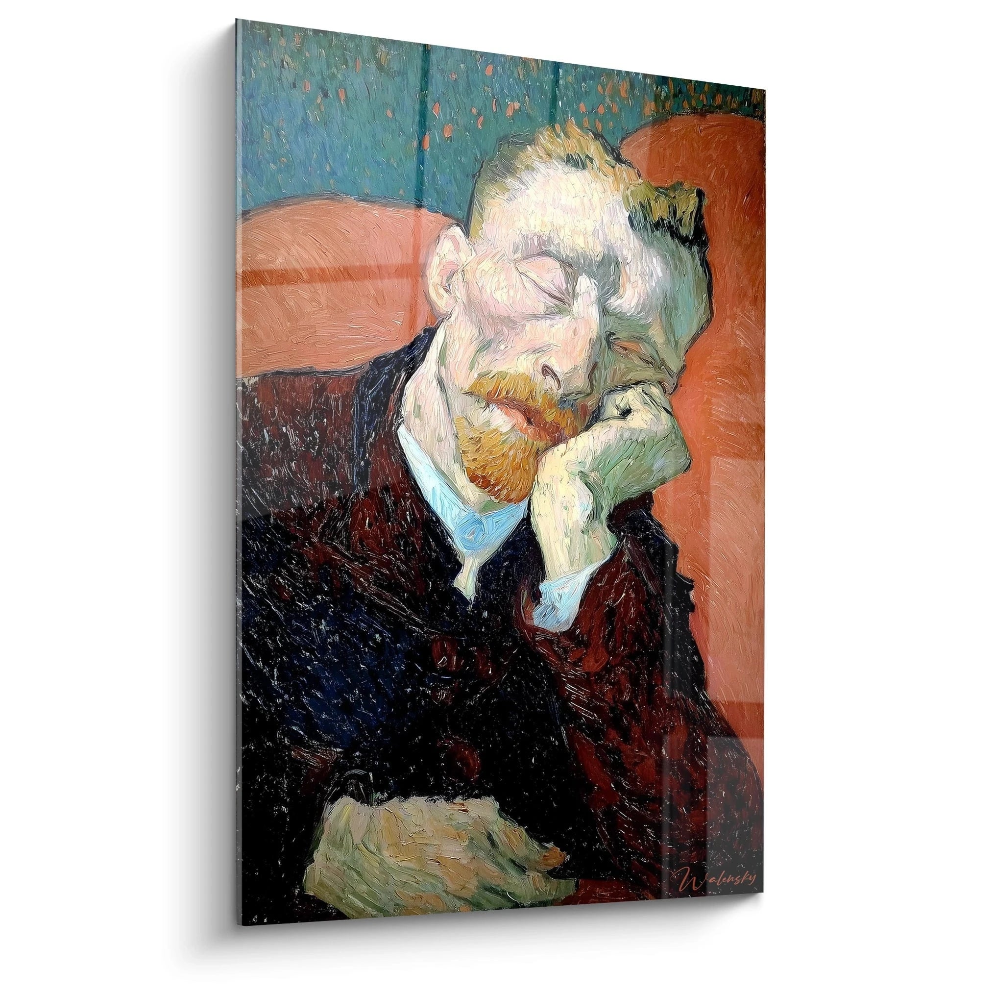 Tableau mural Walensky représentant un portrait masculin endormi aux couleurs vives style tableau post impressionnisme