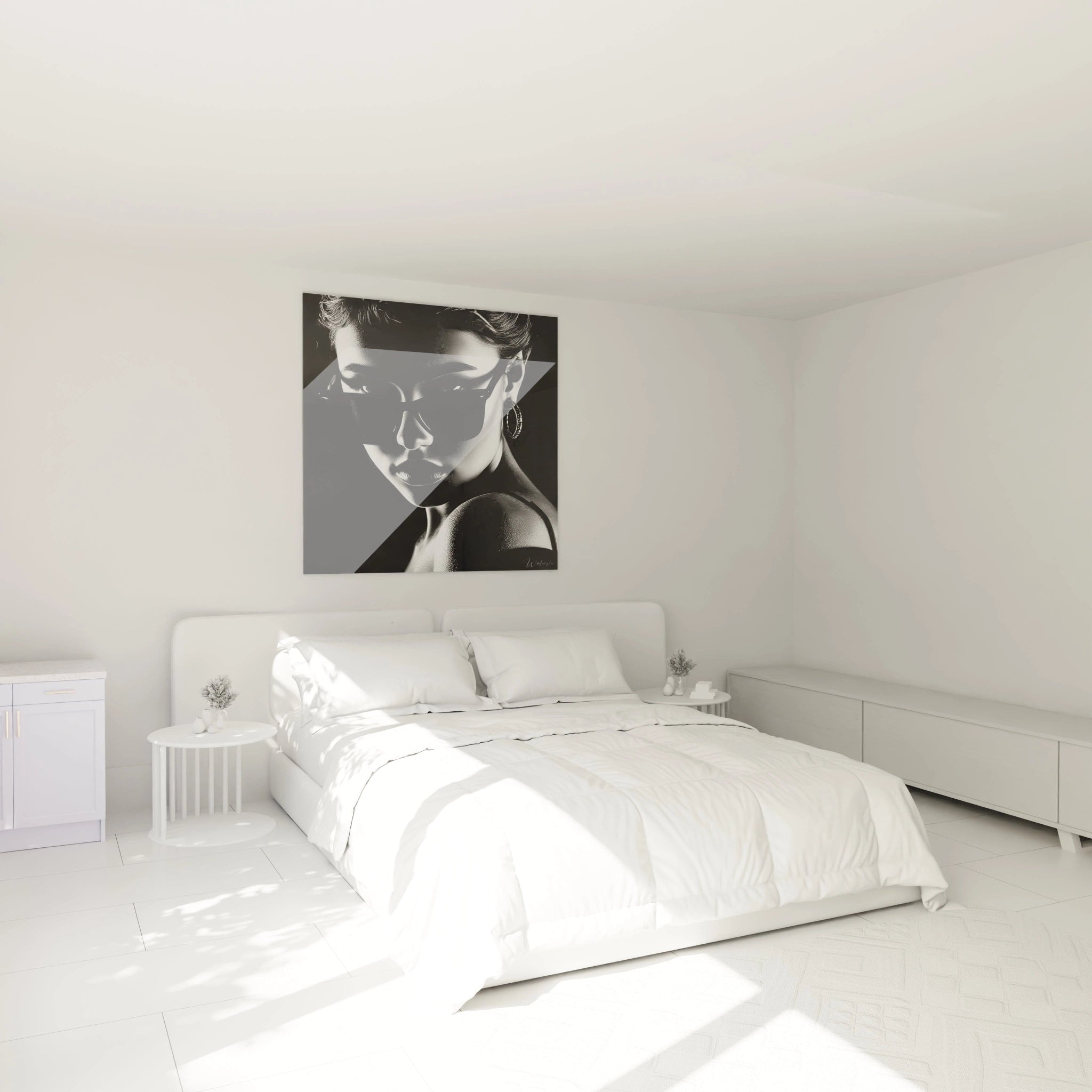 Tableau mural portrait femme noir et blanc de Walensky, parfait pour décorer une chambre moderne