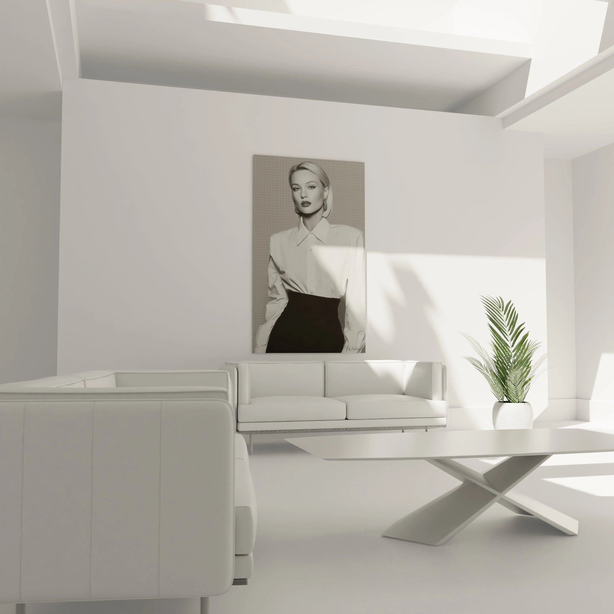 Tableau mural portrait femme noir et blanc de Walensky, parfait pour la décoration intérieure moderne