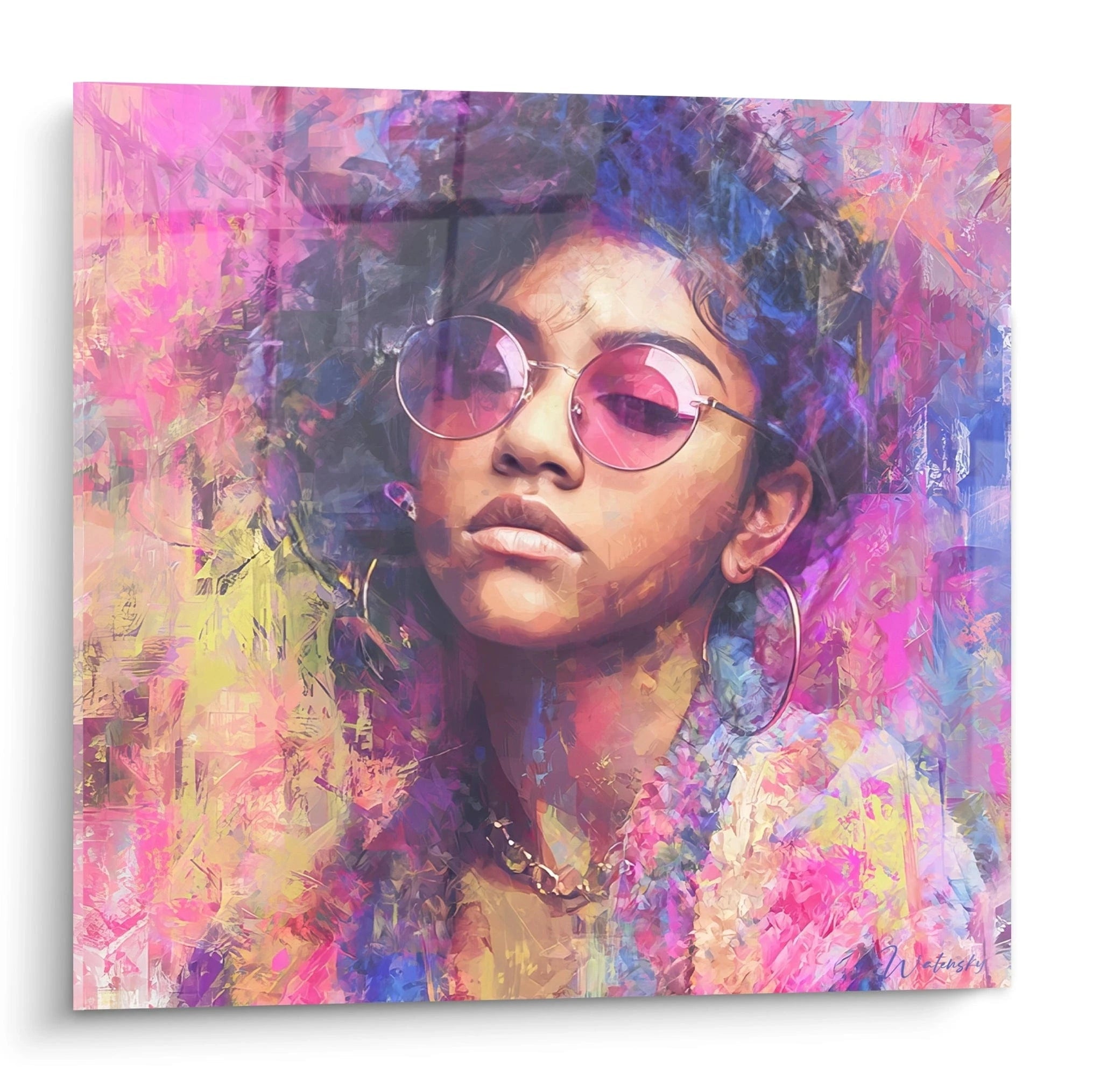 Tableau portrait femme art urbain avec des couleurs vives et un style contemporain de Walensky