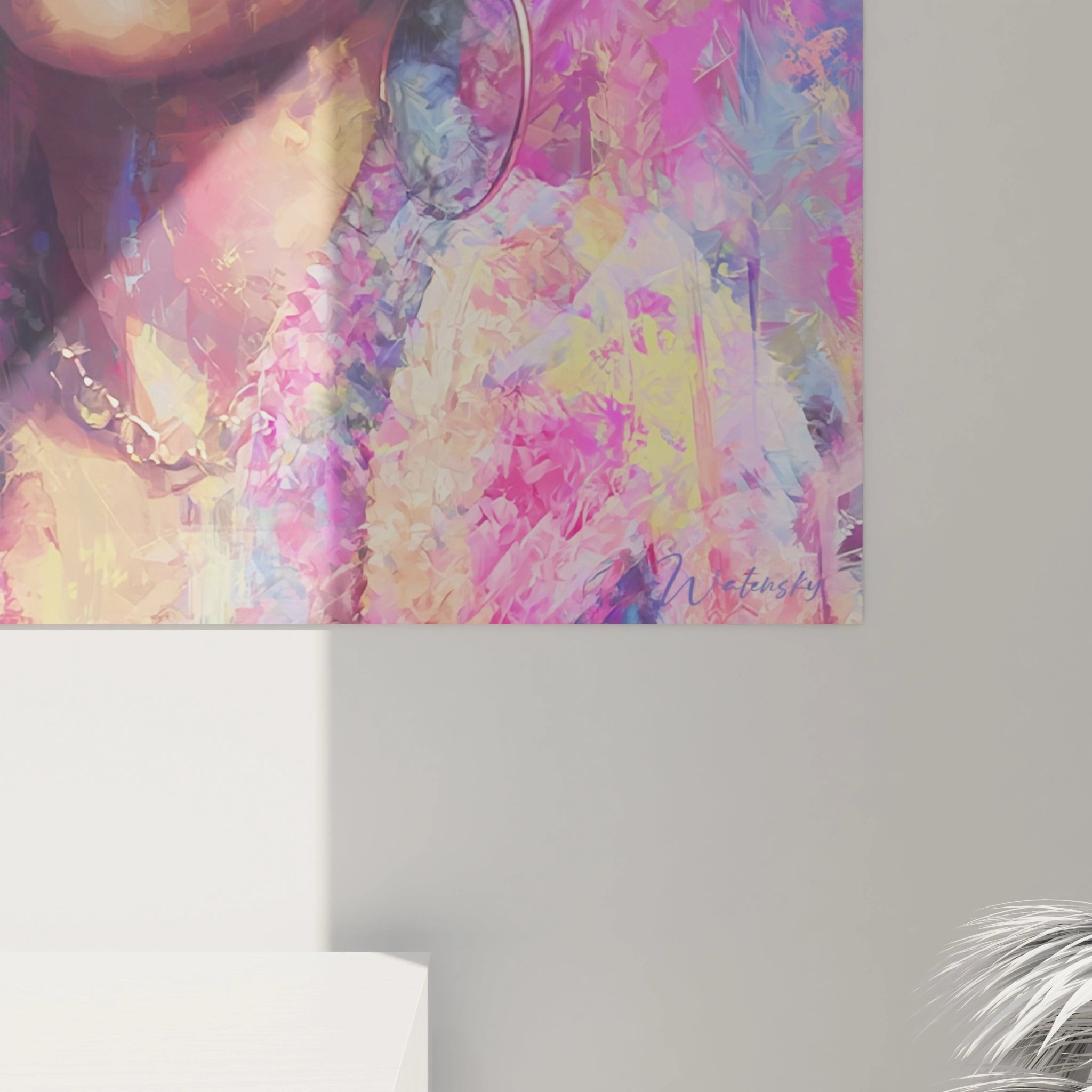 Tableau portrait femme art urbain de Walensky avec des couleurs vibrantes et un style moderne