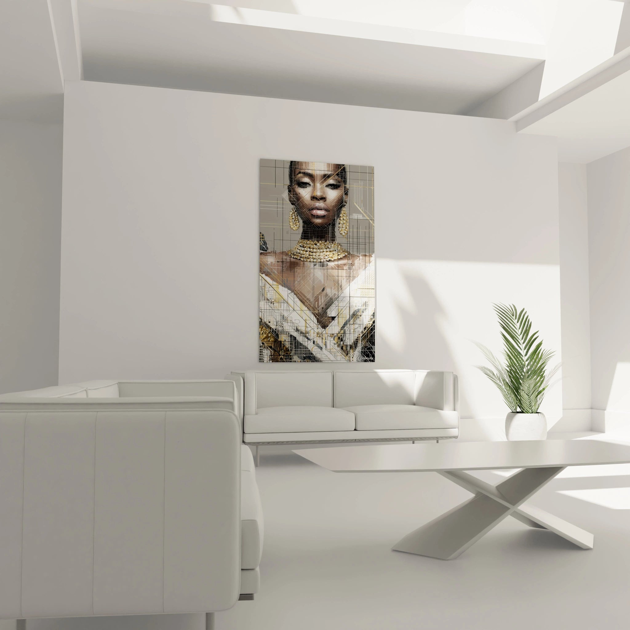 Tableau mural femme afro futuriste de Walensky, ajoutant une touche moderne à votre décoration intérieure