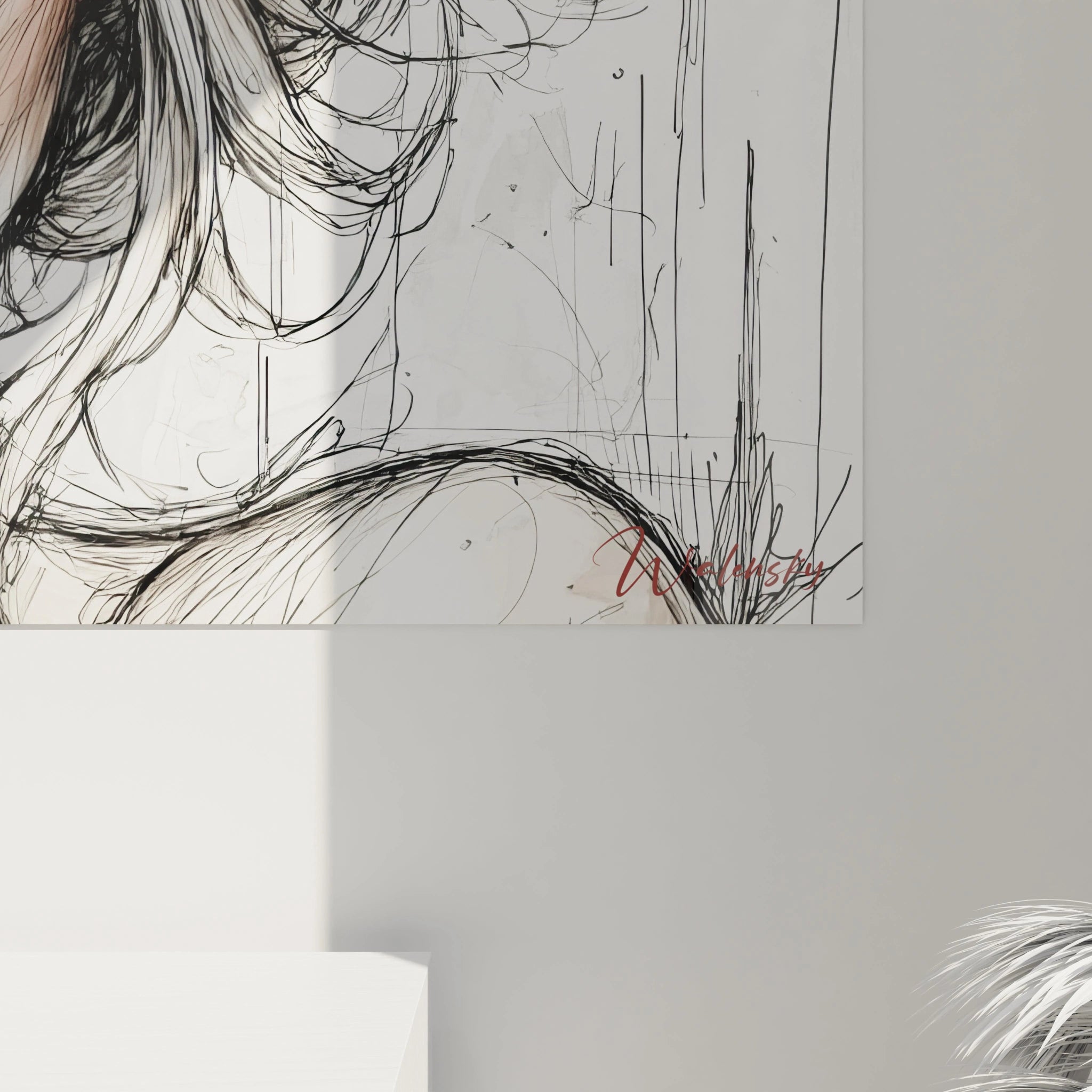 Tableau mural portrait femme romantique de Walensky avec des lignes artistiques élégantes