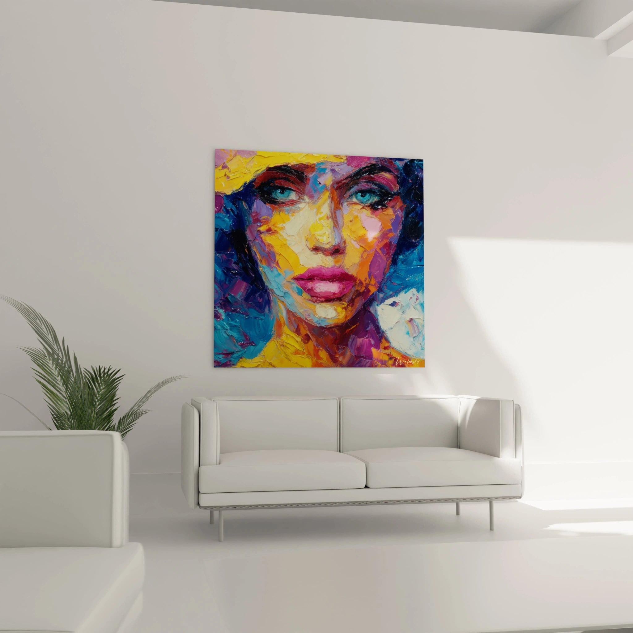 Tableau portrait femme moderne de Walensky avec des couleurs vives et un style artistique contemporain