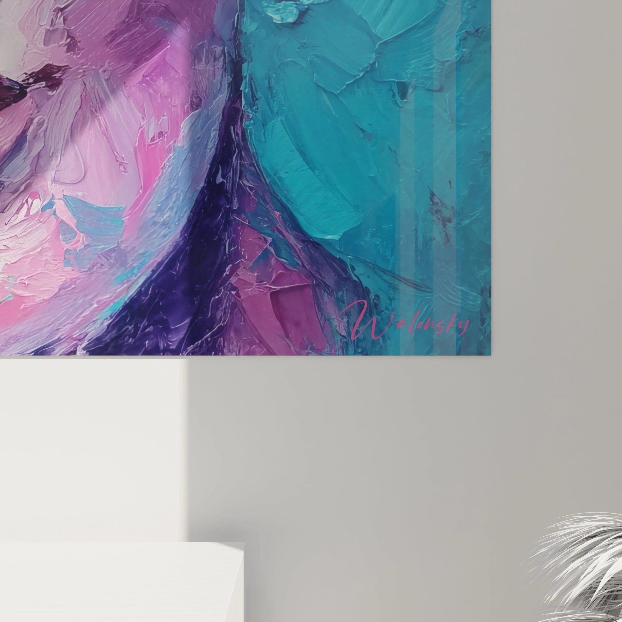 Tableau mural portrait femme coloré de Walensky avec des couleurs vives et des textures artistiques