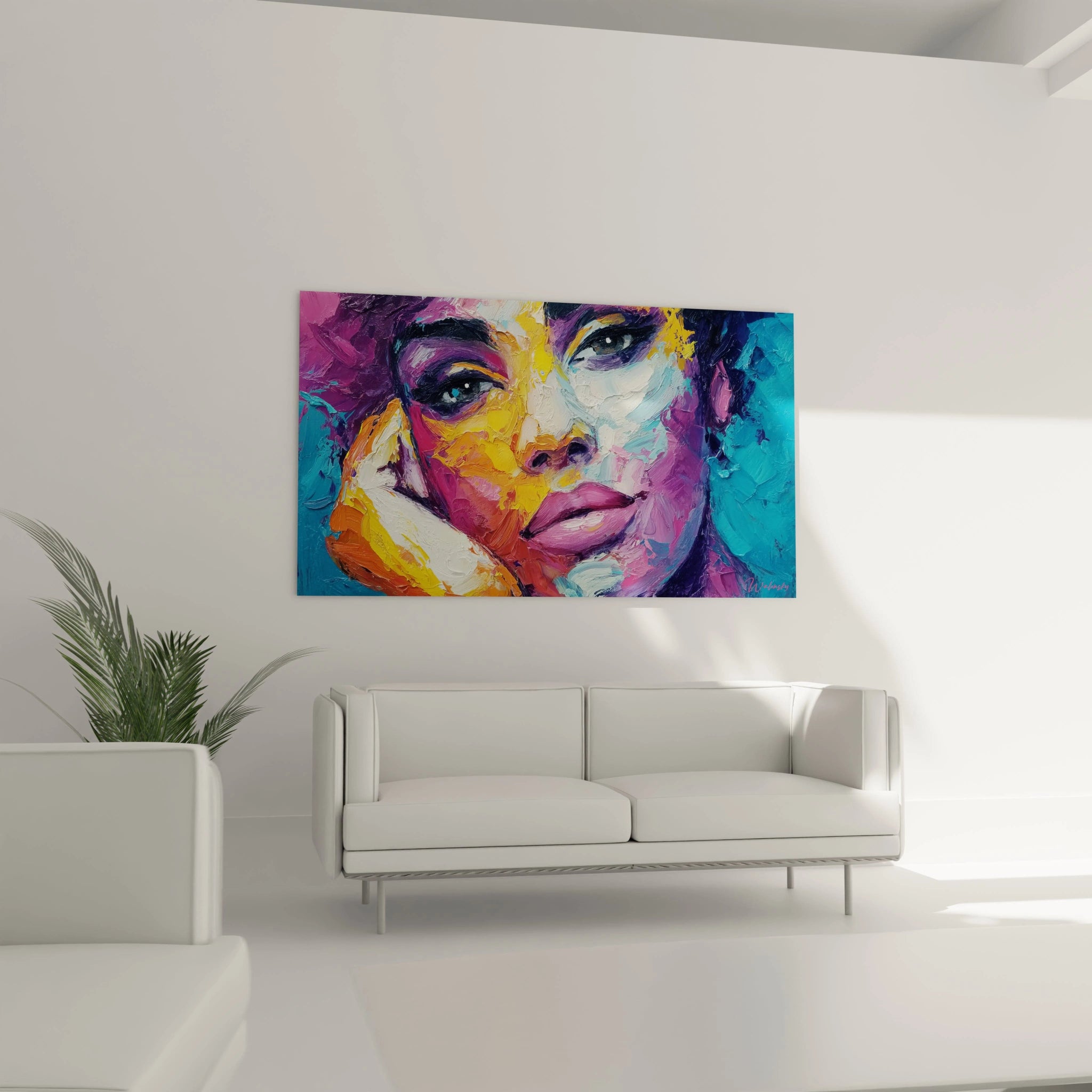 Tableau mural portrait femme coloré de Walensky aux couleurs vives pour une décoration moderne