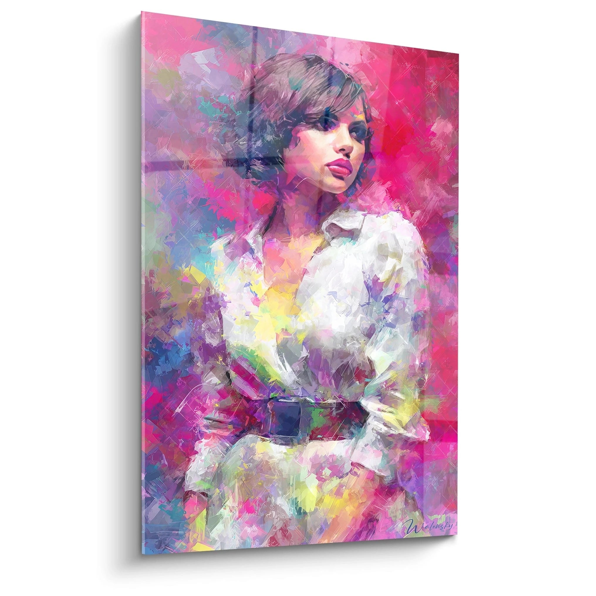 Tableau mural portrait femme vintage avec des couleurs vibrantes et un style artistique moderne