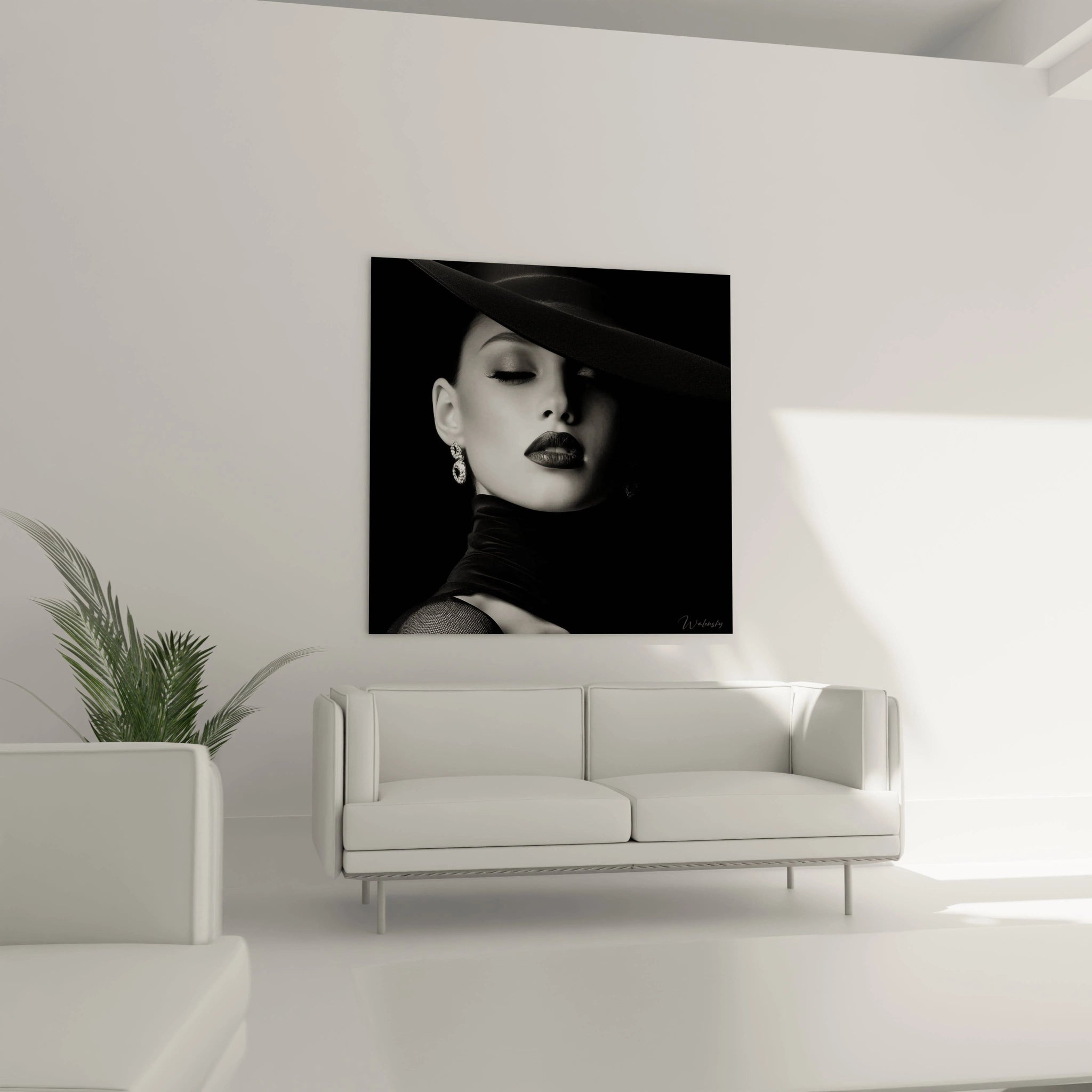 Tableau mural portrait femme noir et blanc de Walensky avec une ambiance élégante et moderne