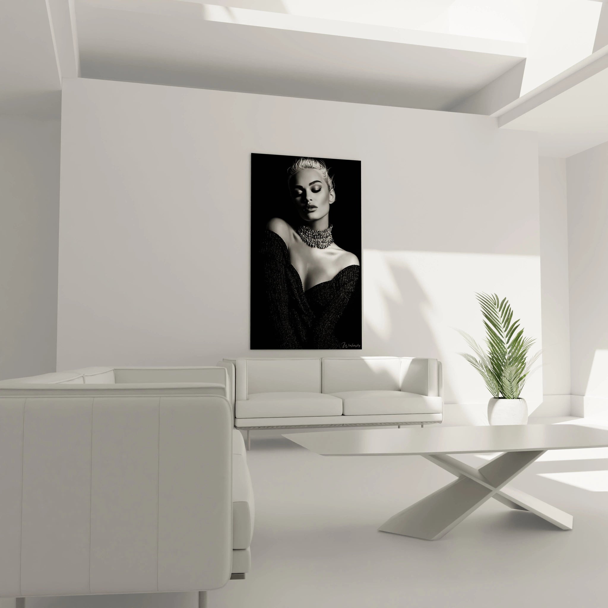 Tableau mural portrait femme noir et blanc de Walensky avec un design élégant pour décoration intérieure