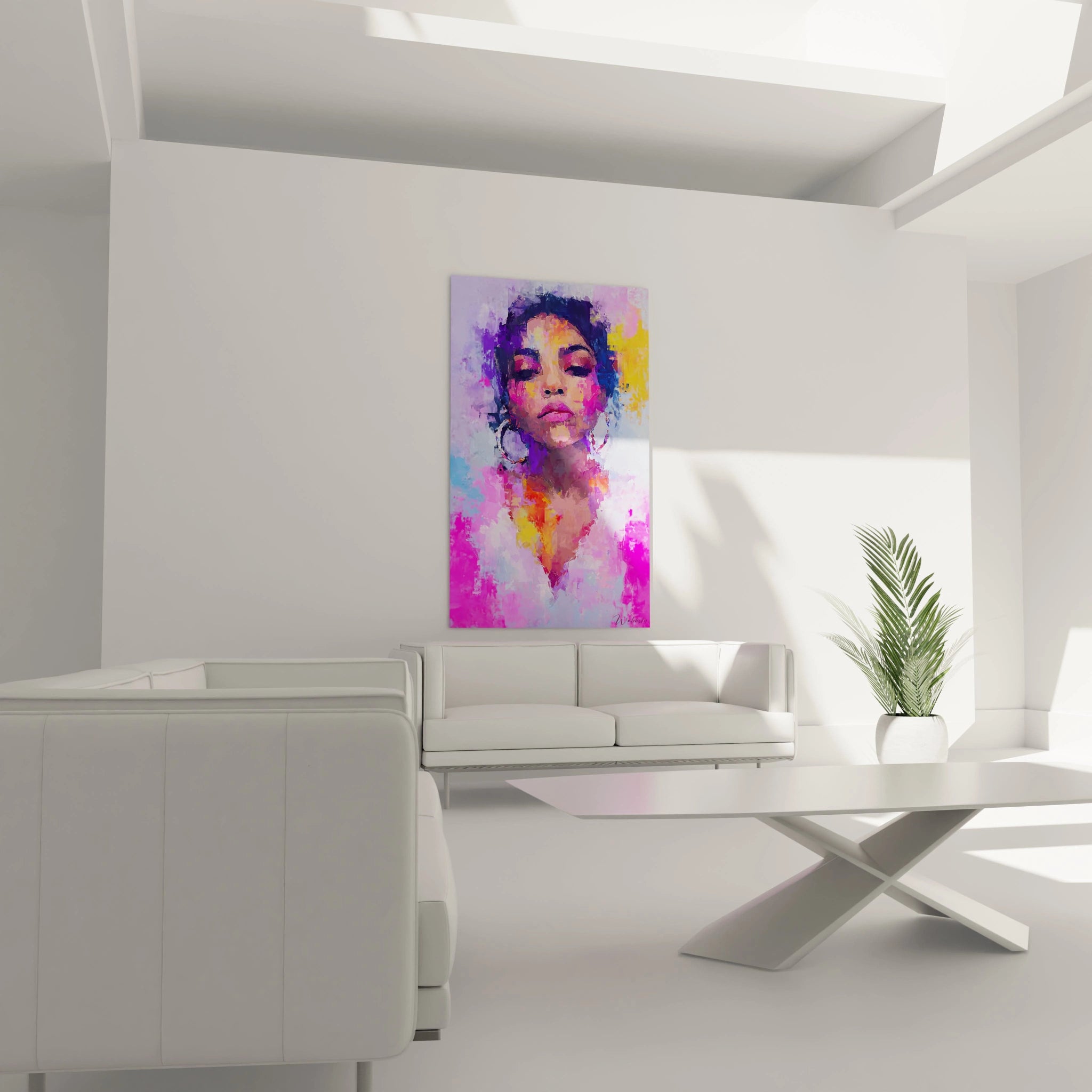 Tableau mural portrait femme expressionniste de Walensky avec des couleurs vives et un design moderne