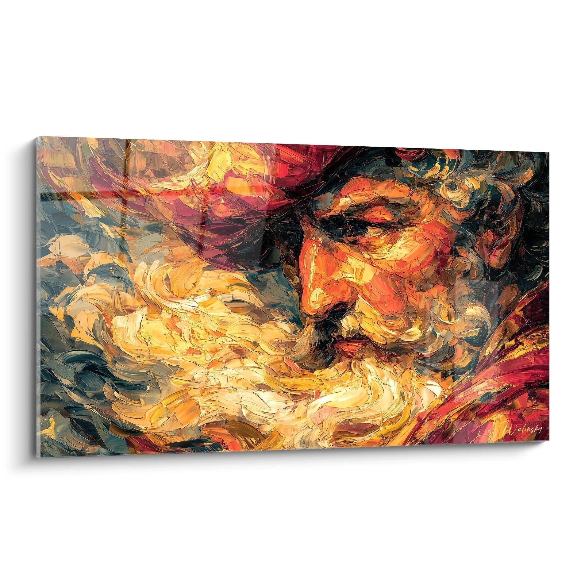 Tableau mural Walensky avec tableau portrait Christophe Colomb en peinture tourbillonnante aux couleurs chaudes