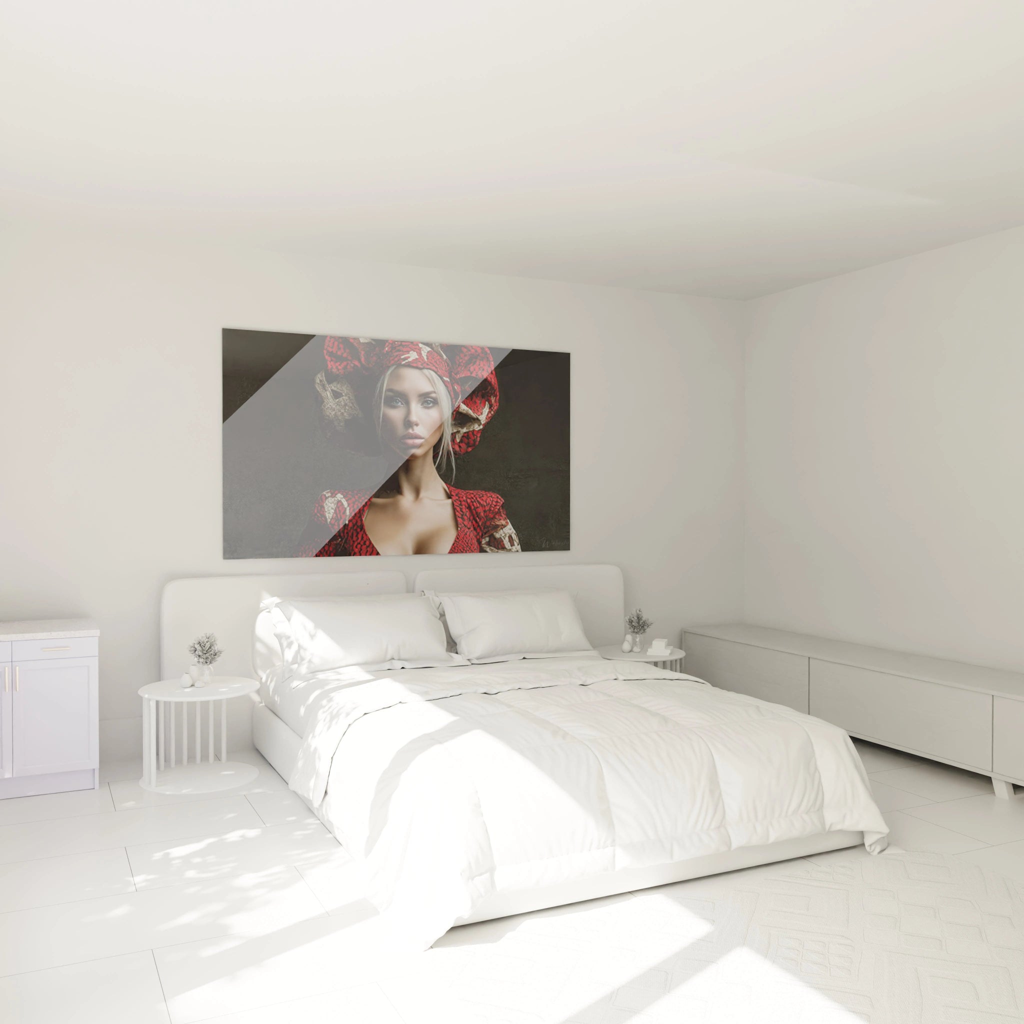 Tableau mural portrait glamour luxe de femme avec un style élégant dans une chambre moderne