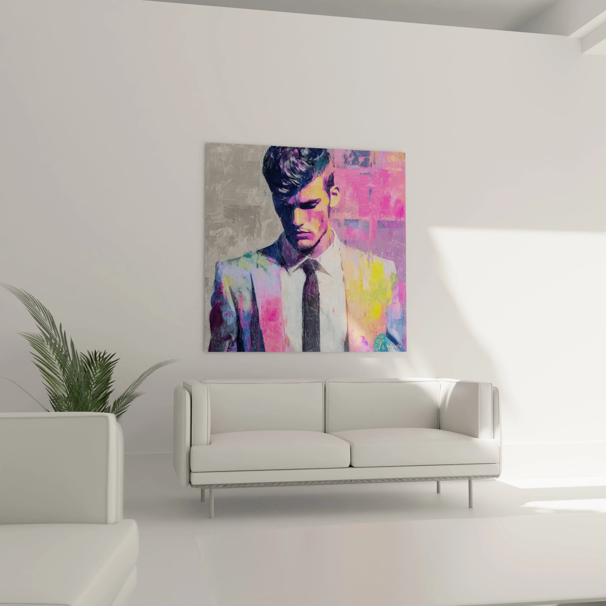 Tableau mural portrait homme pop art dans des couleurs vives pour une décoration moderne