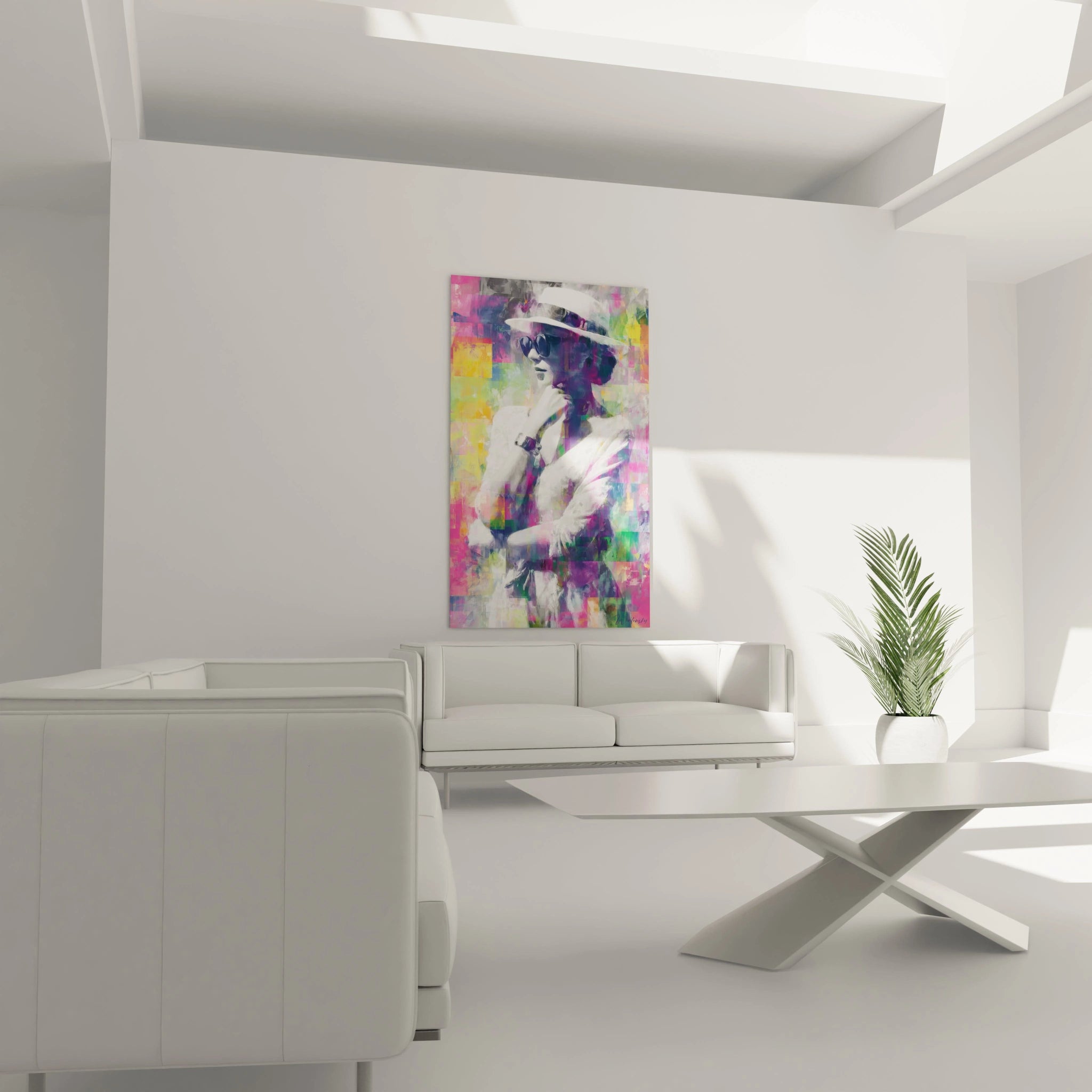 Tableau portrait lady pop art de Walensky avec des couleurs vibrantes pour décoration contemporaine