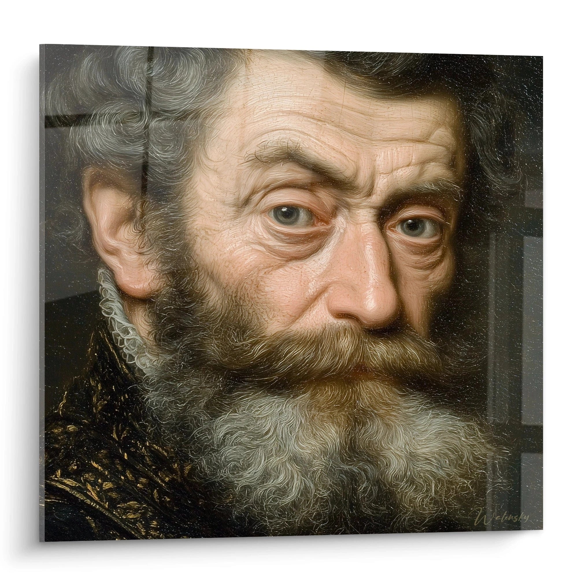 Tableau mural Walensky montrant un tableau portrait maître intemporel d'un homme barbu aux traits réalistes