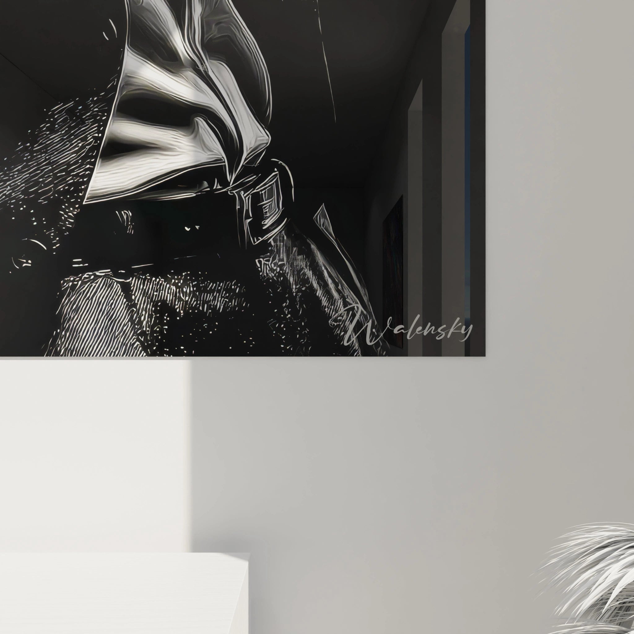 Tableau mural portrait masculin moderne de Walensky en noir et blanc, élégant et contemporain.