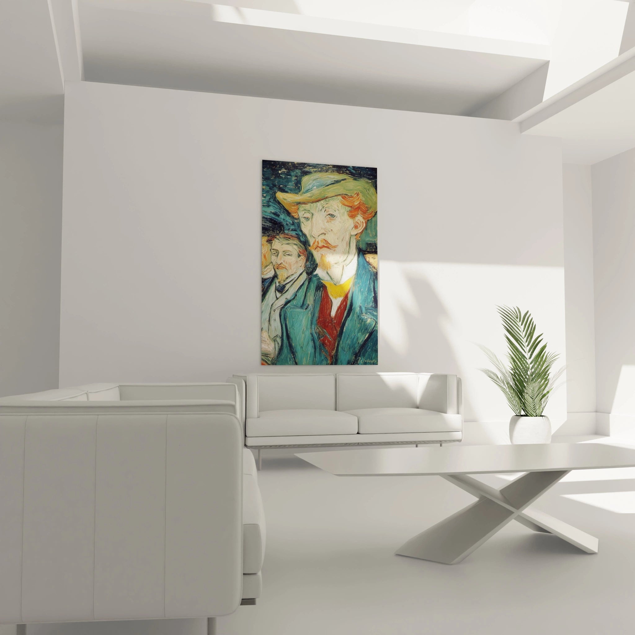 Walensky tableau mural tableau mélancolie post impressionnisme portrait coloré accroché dans un salon moderne blanc