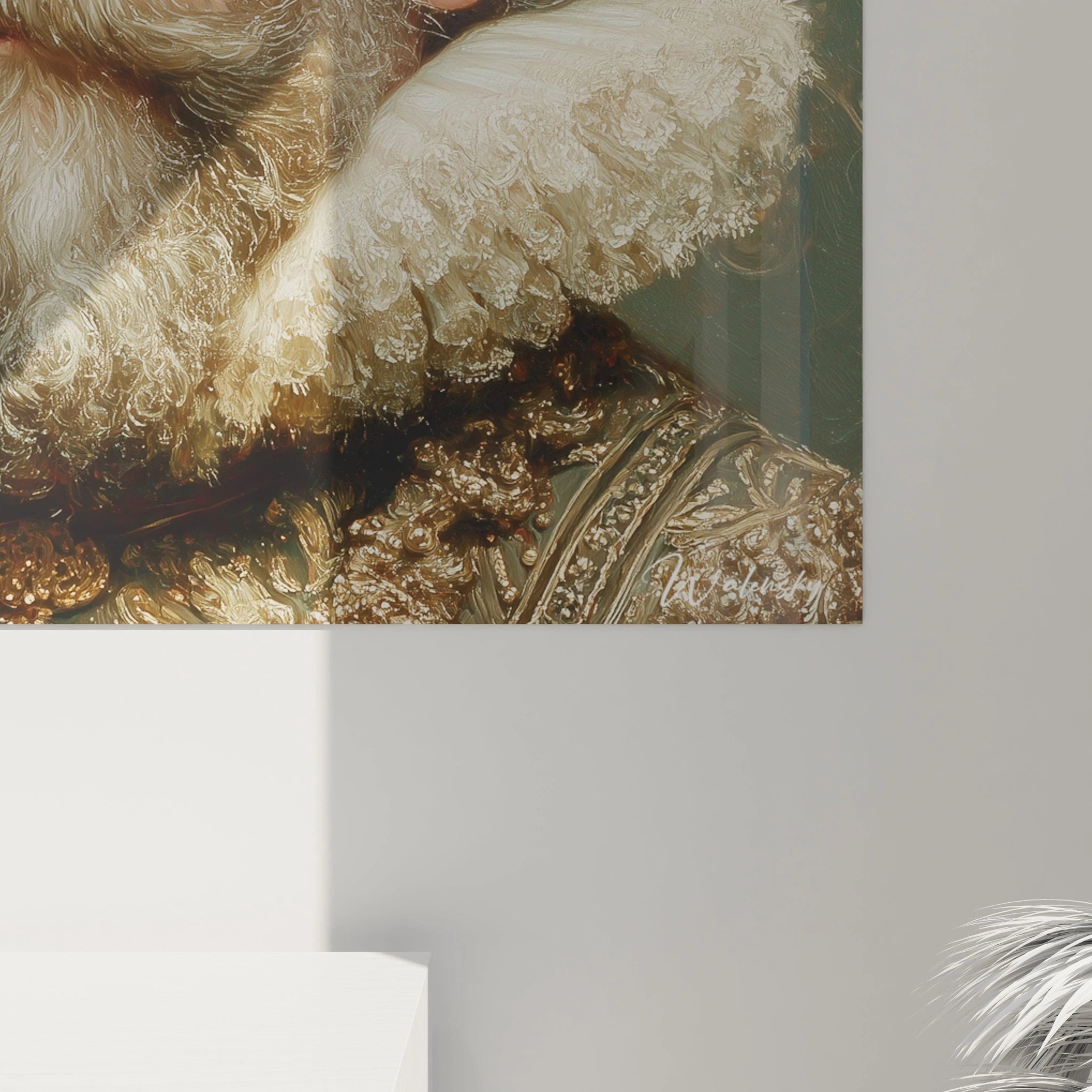 Walensky tableau portrait noblesse mural détaillé col en dentelle et broderies dorées sur toile