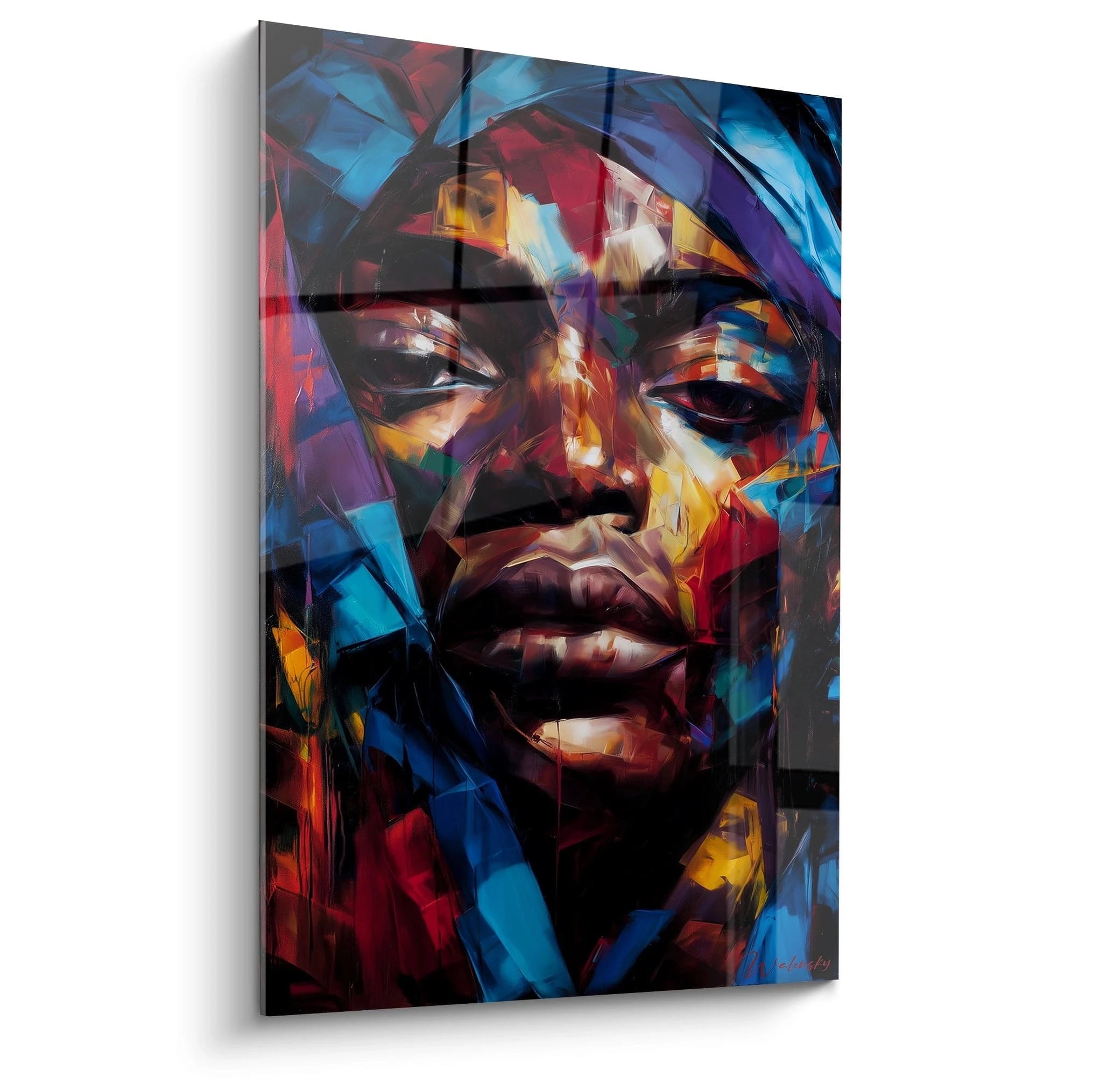 Tableau mural portrait africain moderne avec des couleurs vives et des détails artistiques saisissants