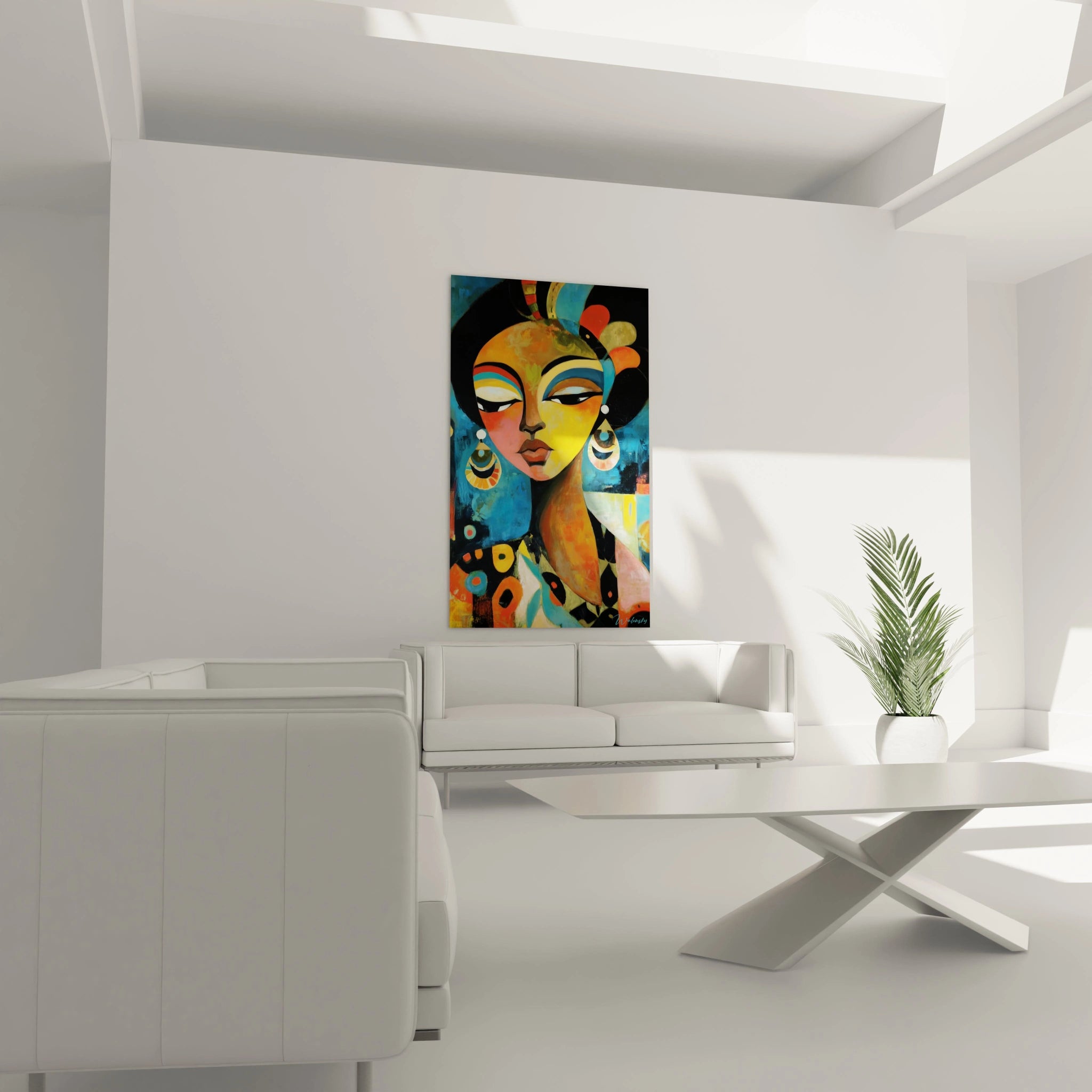 Tableau mural portrait africain moderne de Walensky avec des couleurs vives et un design contemporain