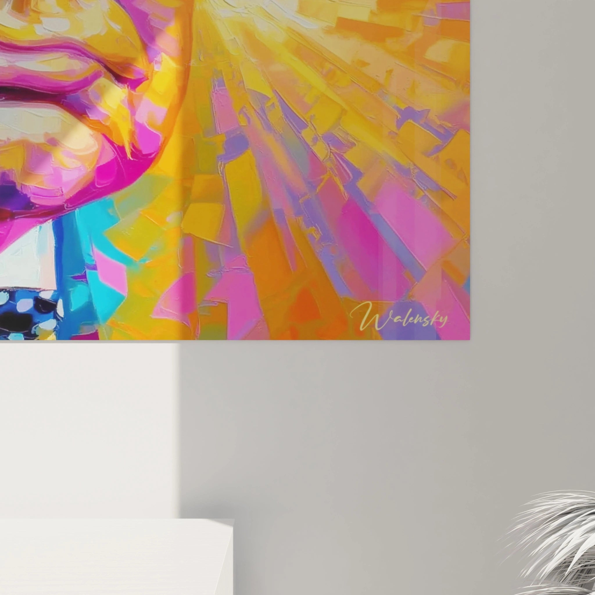 tableau mural moderne pop art representant un tableau portrait Winston Churchill aux couleurs vives signe Walensky