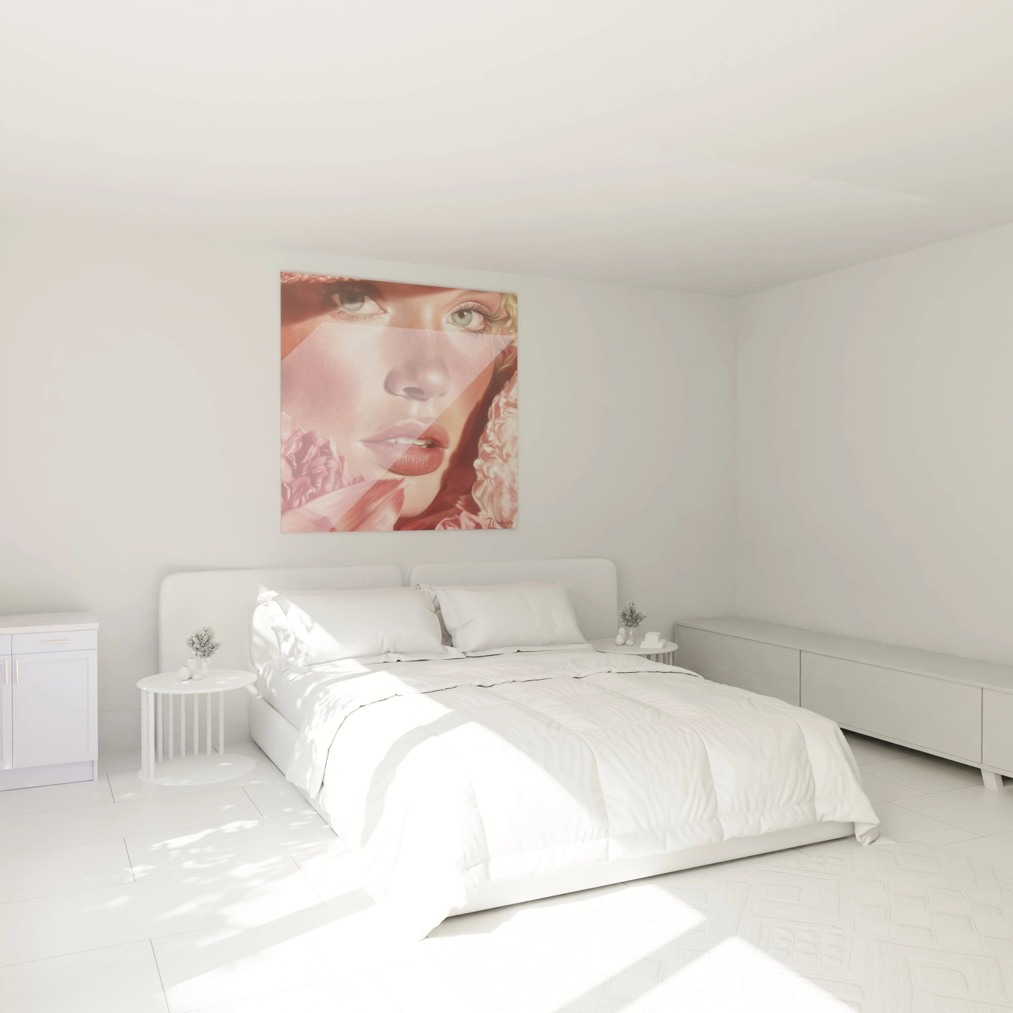 Tableau mural portrait rose de Walensky dans une chambre lumineuse et moderne