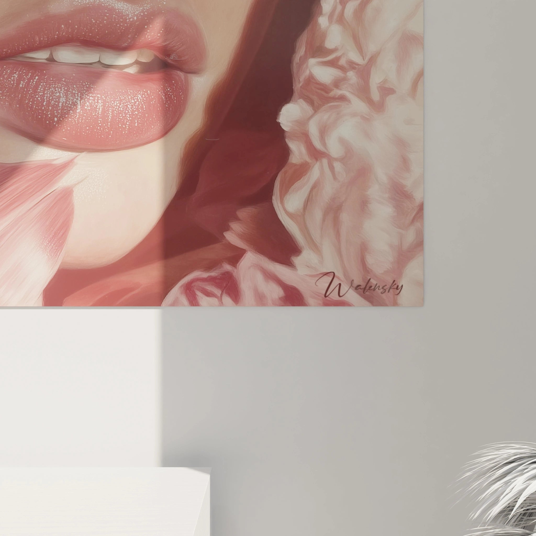 Tableau portrait rose de Walensky avec des nuances délicates et un design élégant pour la décoration murale