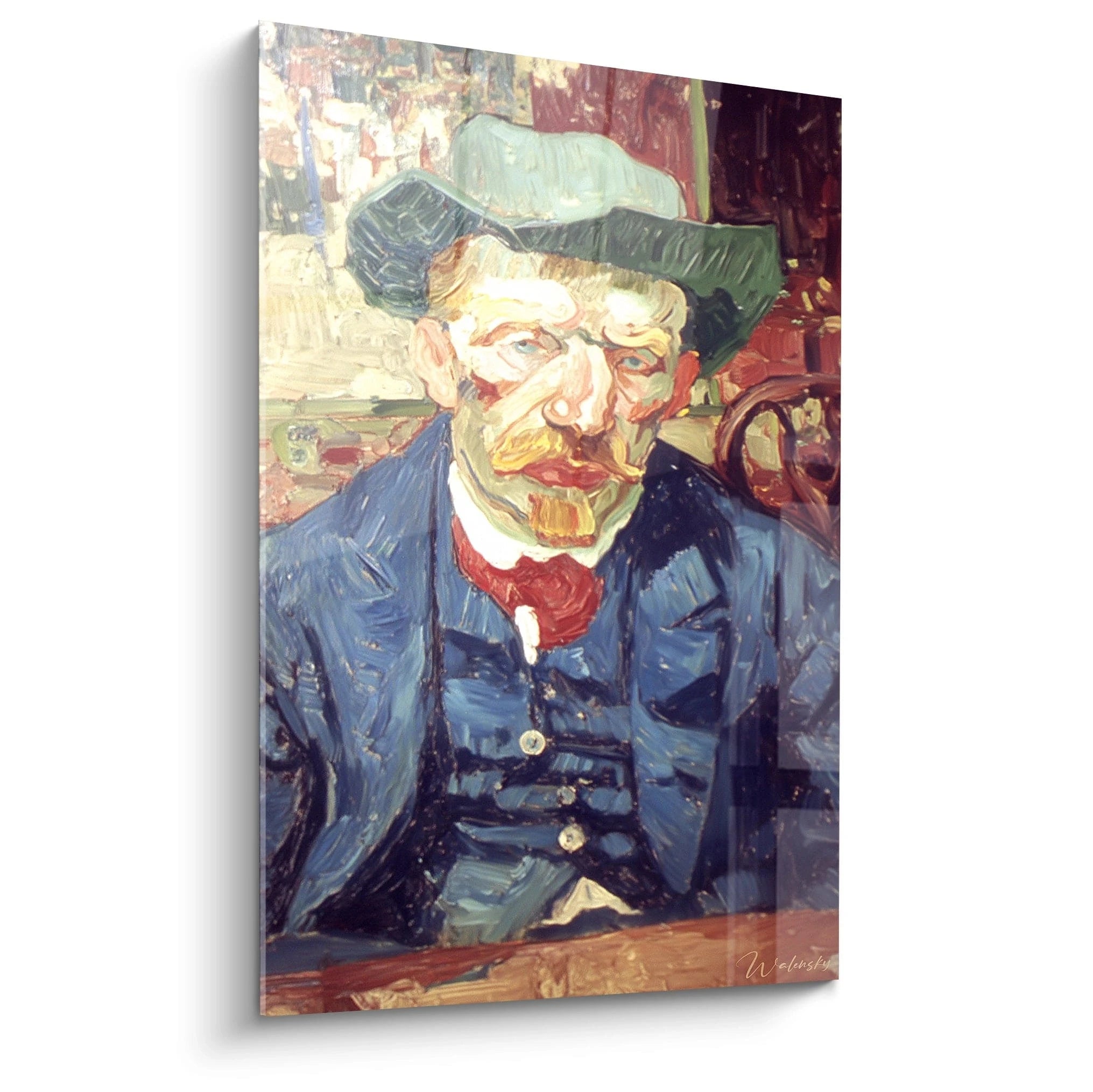 Tableau mural Walensky représentant un homme âgé au chapeau vert en peinture épaisse, tableau portrait post impressionnisme