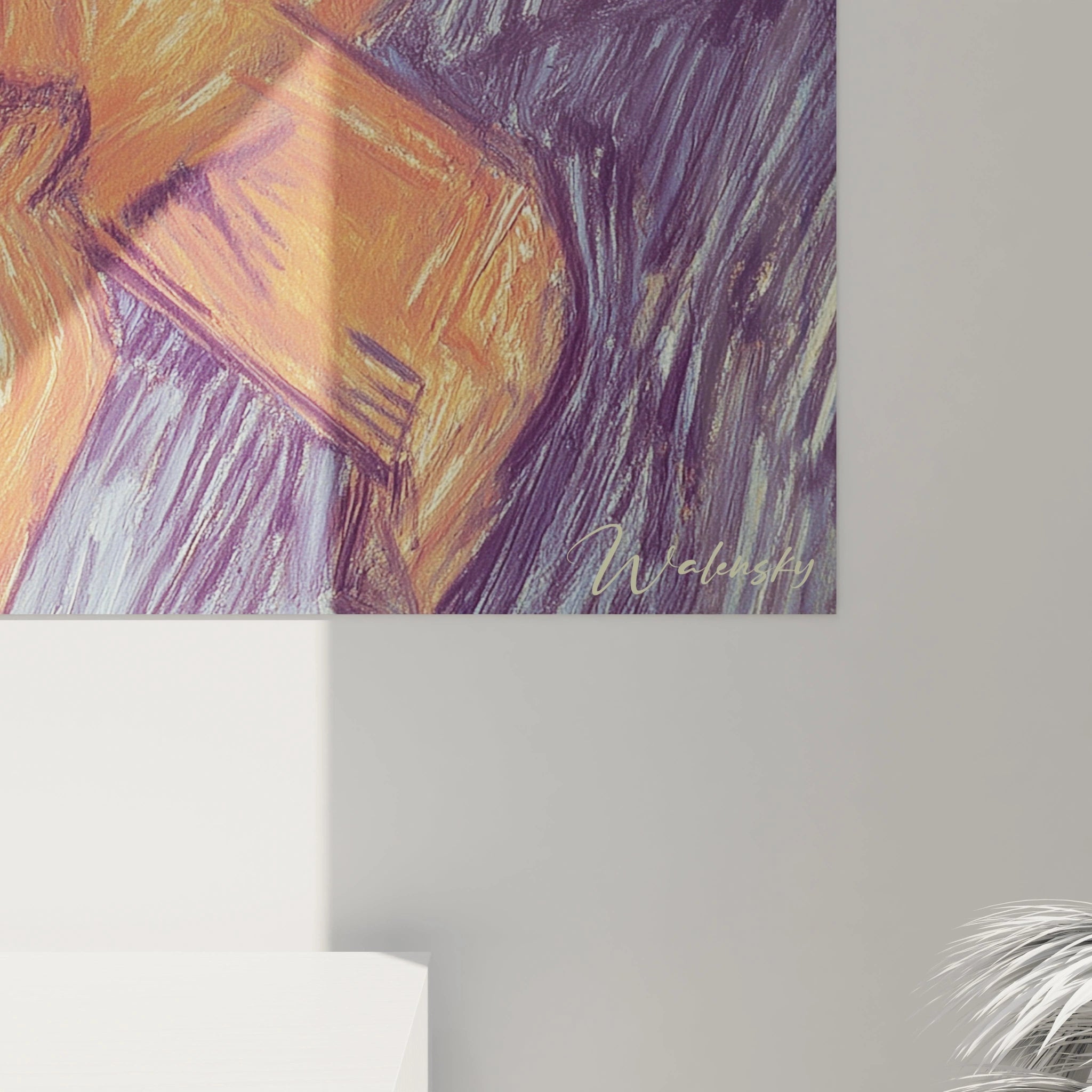 Tableau mural Walensky plan d un tableau portrait post impressionnisme touches violettes et oranges signature Walensky