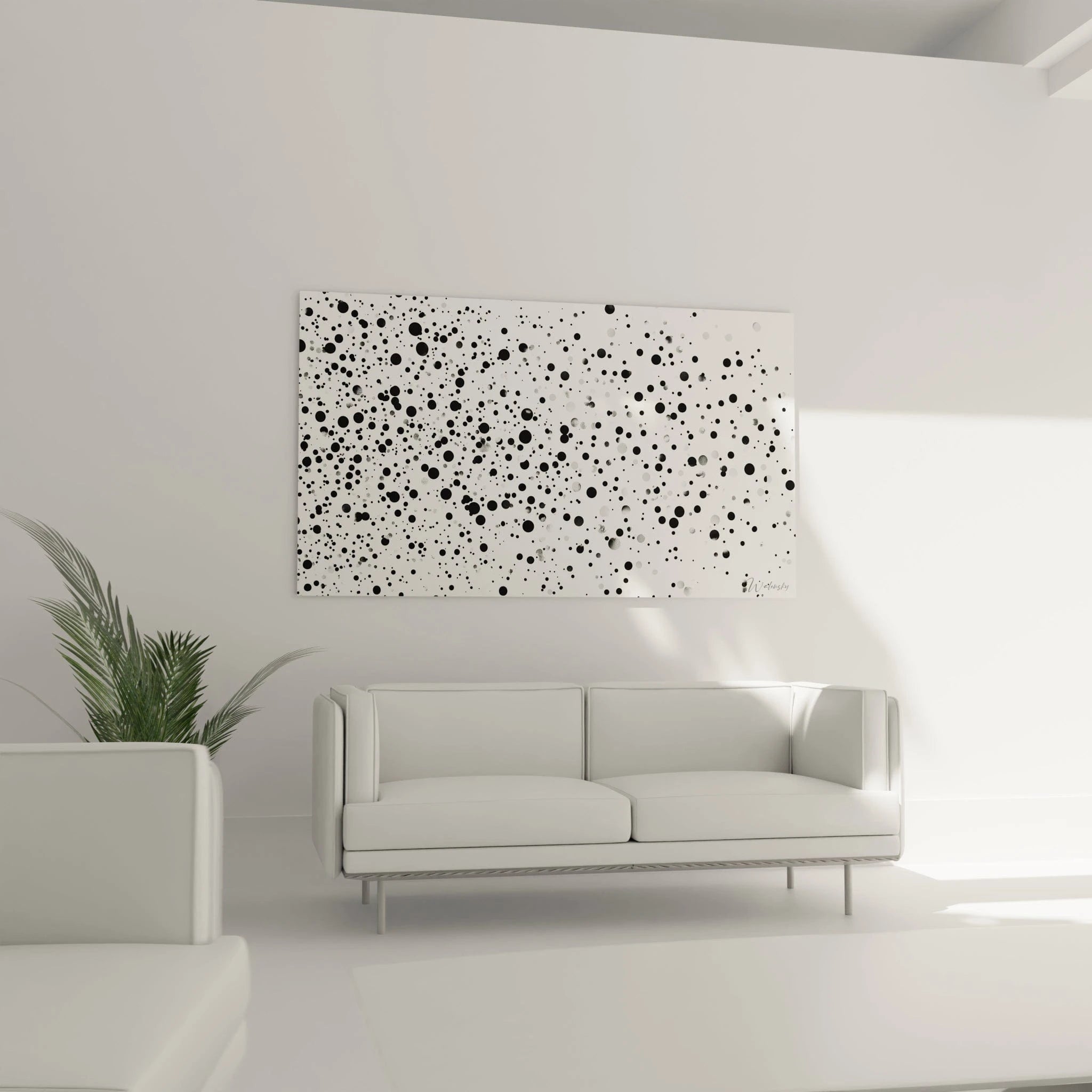 Tableau tacheté noir et blanc de Walensky pour une décoration moderne et contemporaine