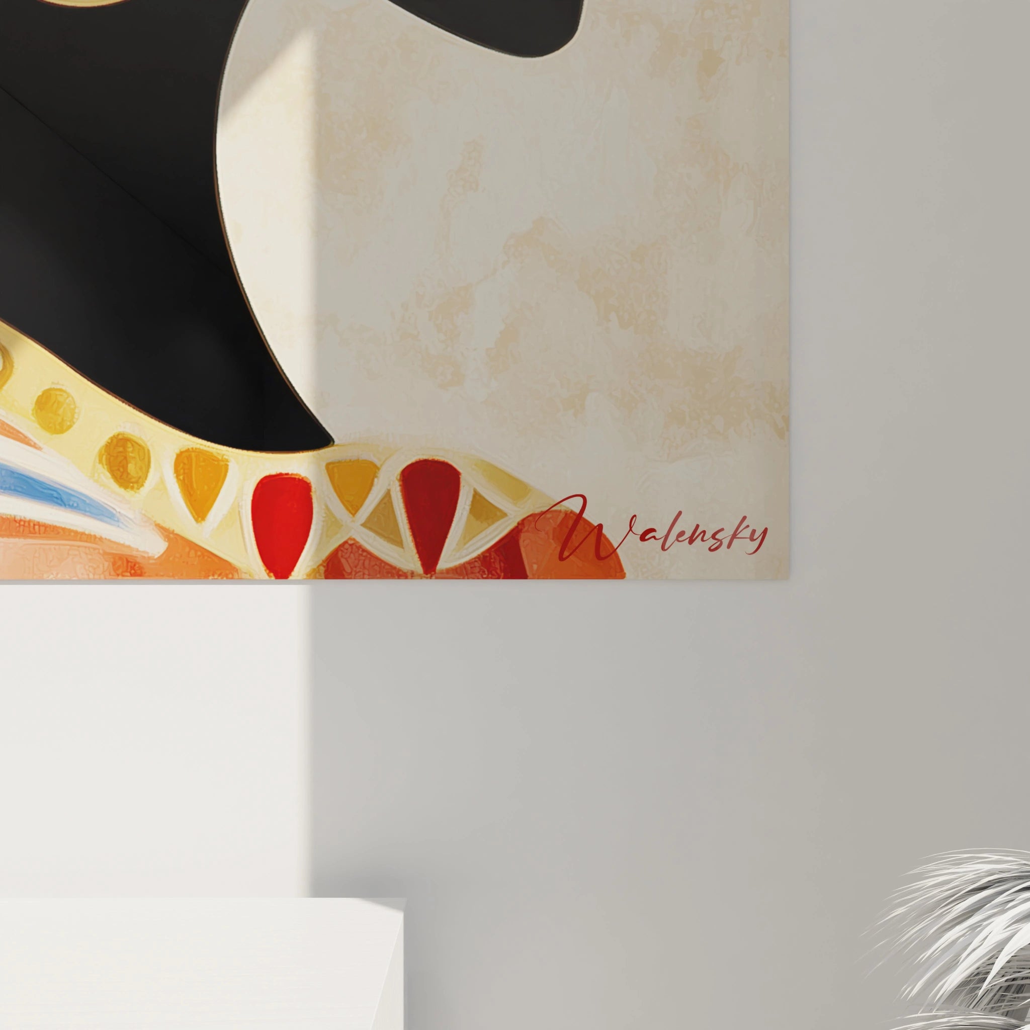 Tableau mural femme africaine tribale de Walensky, couleurs vives et design stylisé