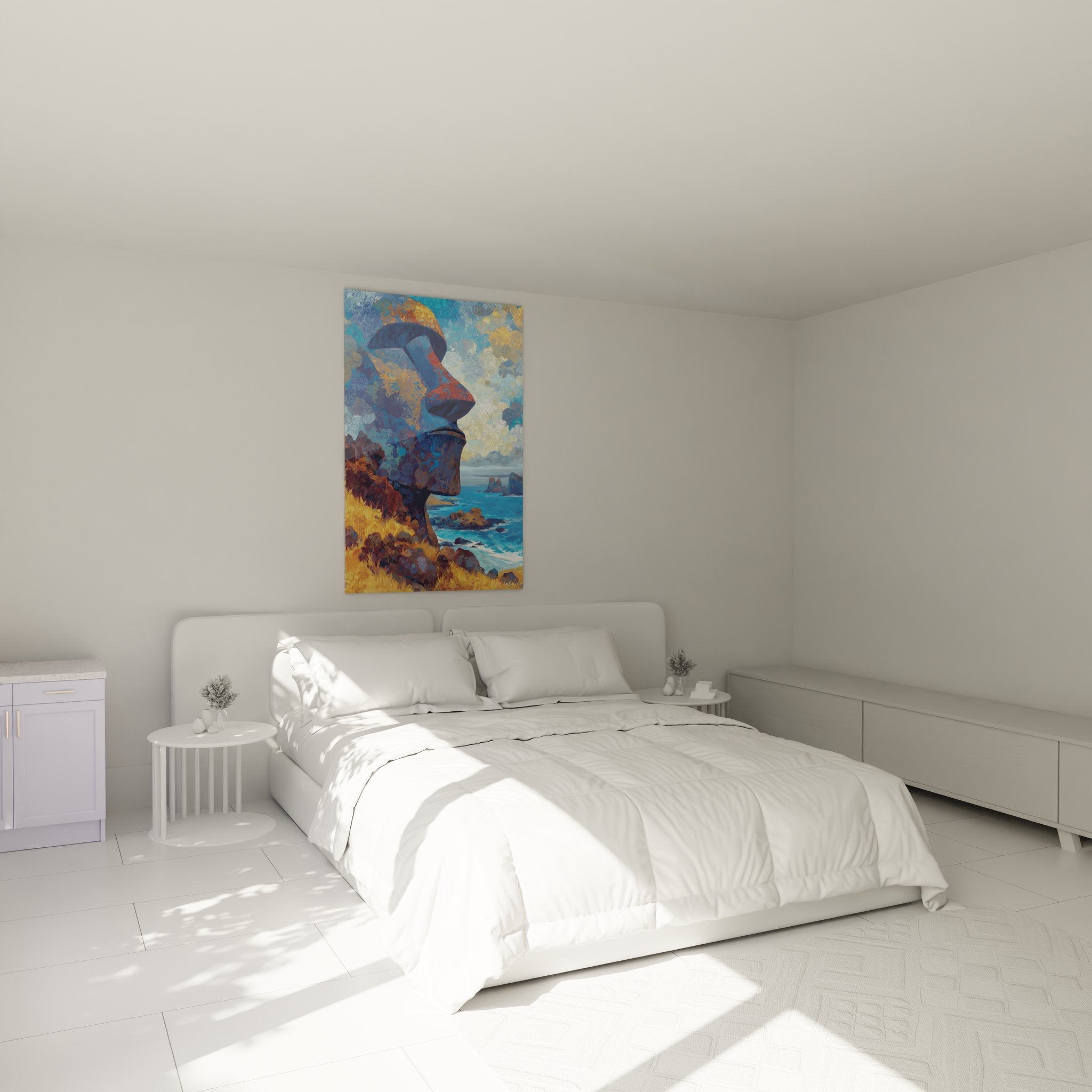 Tableau profil homme océan décorant chambre ambiance maritime contemplative îles archipels