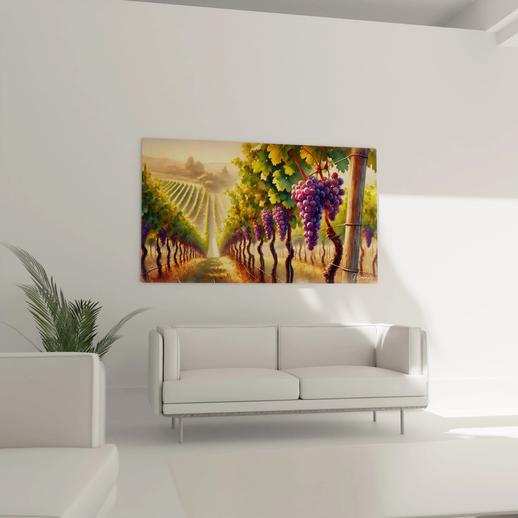 Dans un salon au dessus du canapé le tableau Campagne évoque la richesse des terres et le cycle des saisons Un hommage à la beauté de la campagne qui enrichit l'espace