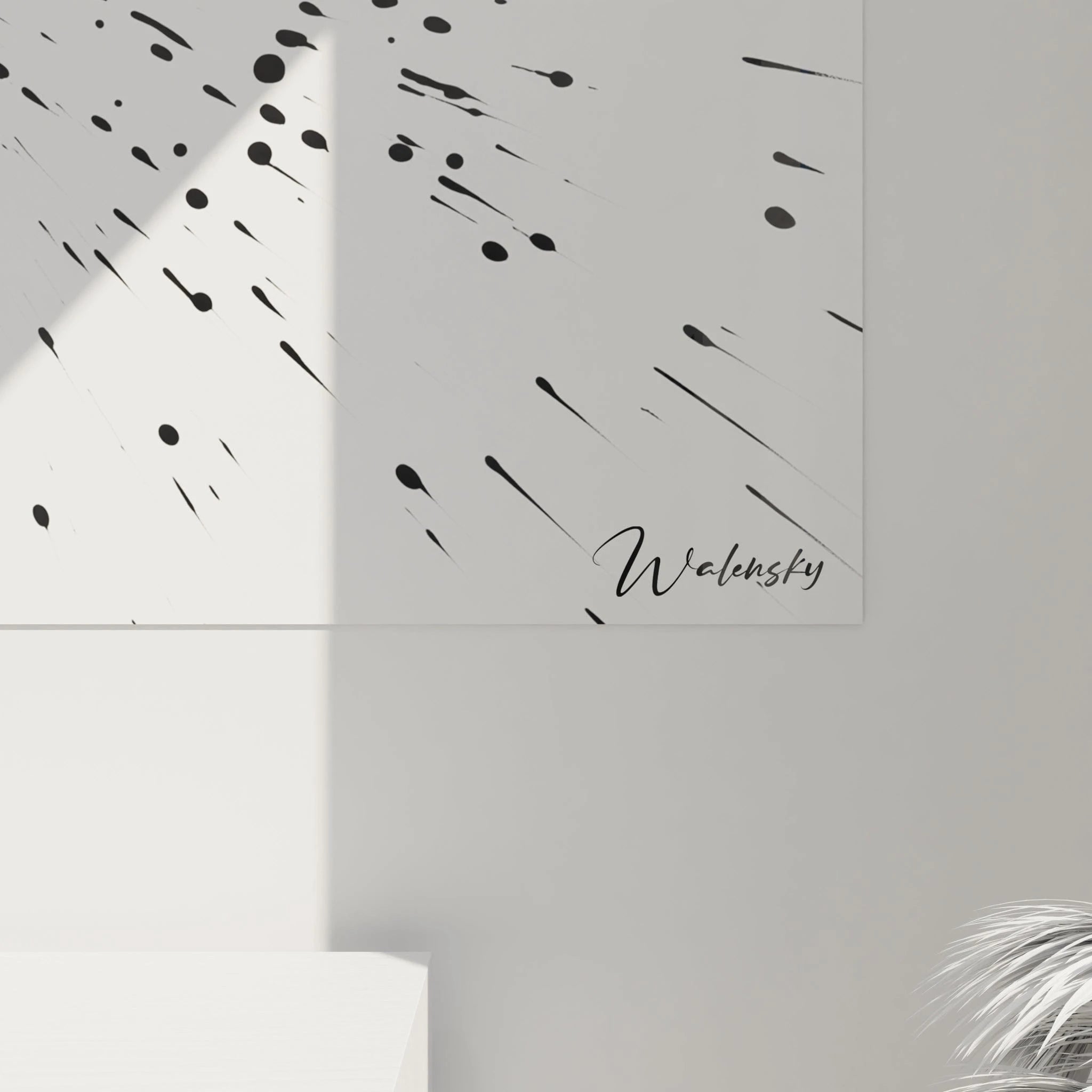 Tableau tacheté noir et blanc de Walensky avec motifs dynamiques et modernes