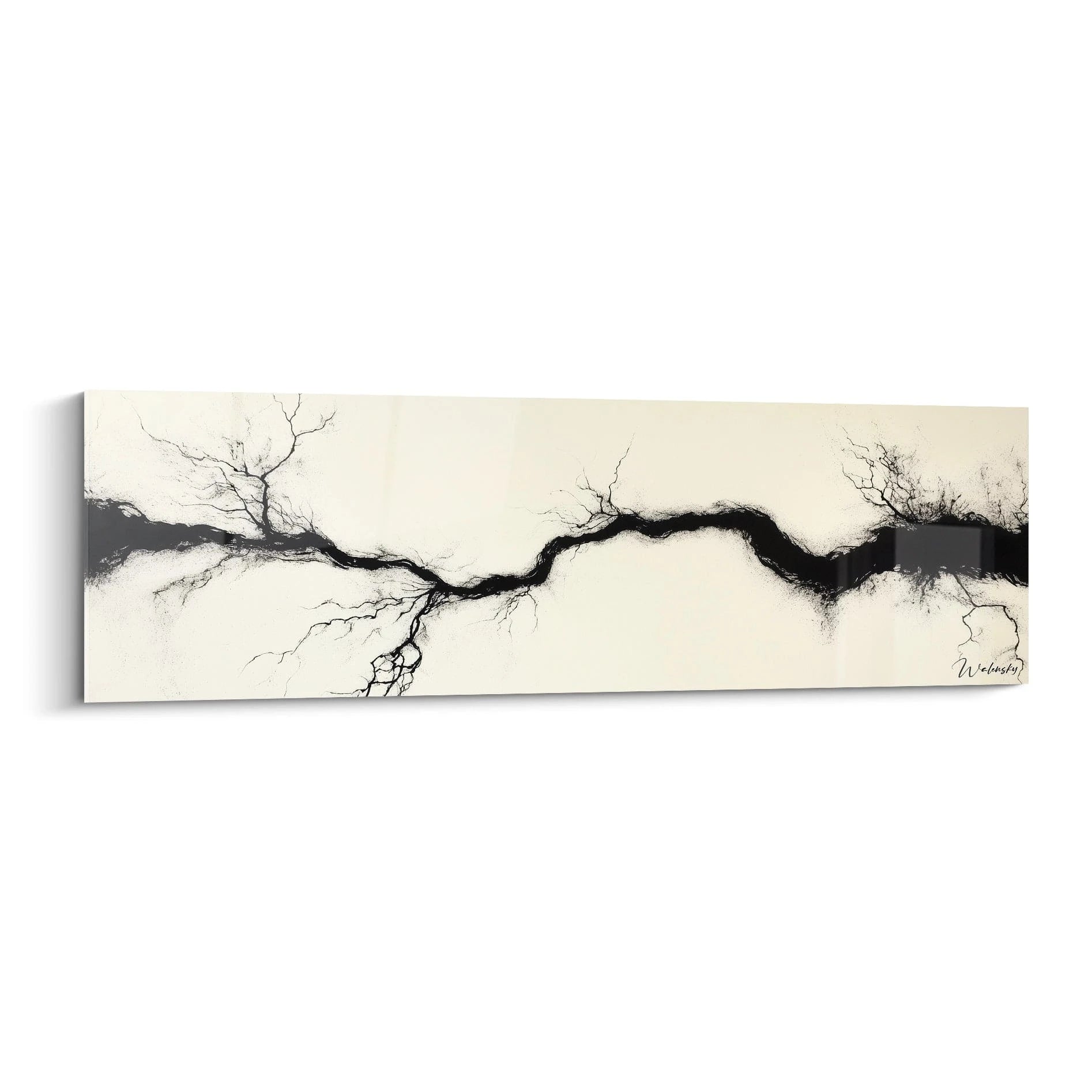 Tableau minimaliste abstrait Walensky avec des motifs noirs sur fond clair, idéal pour la décoration moderne