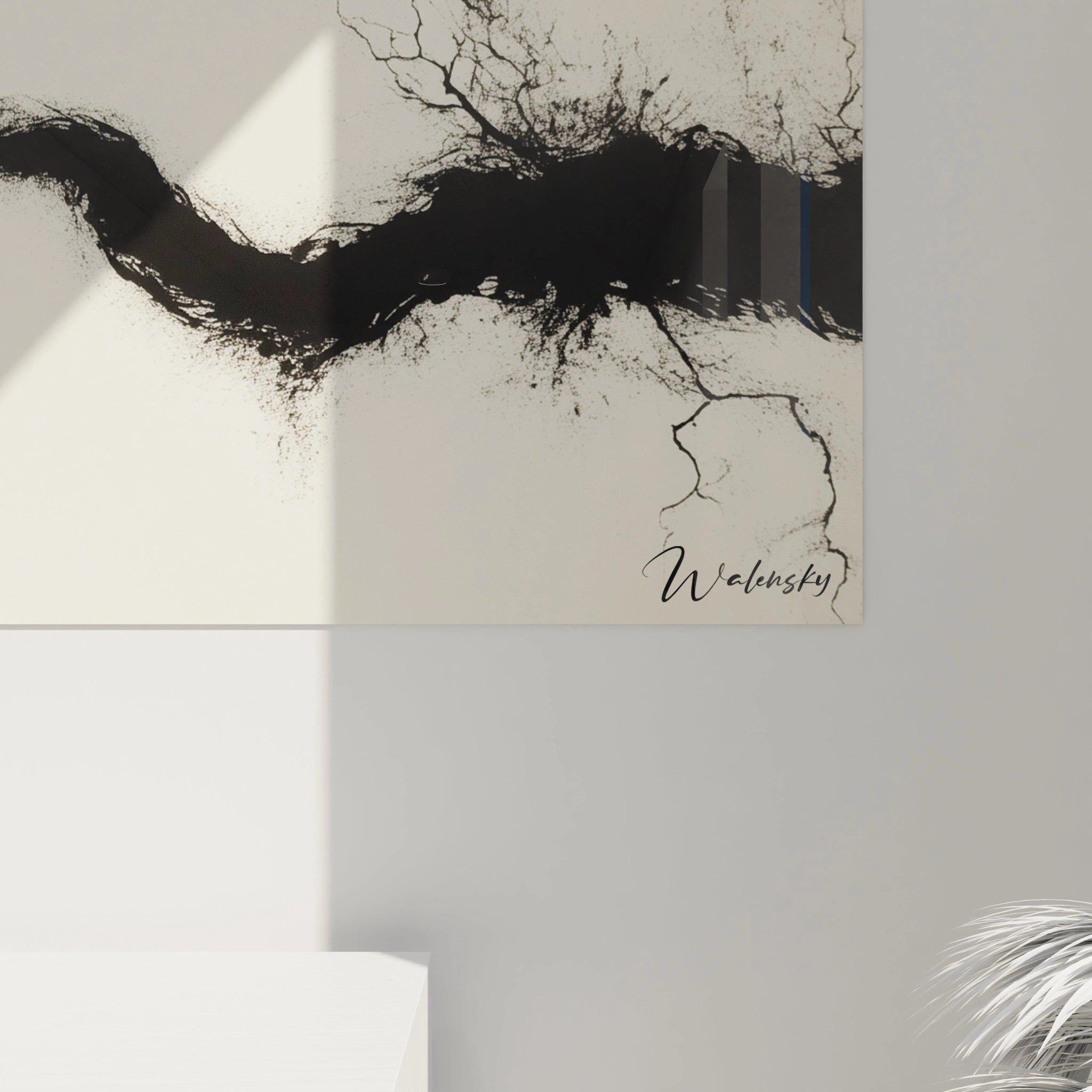 Tableau minimaliste abstrait de Walensky avec des motifs en noir et blanc pour décorer votre intérieur