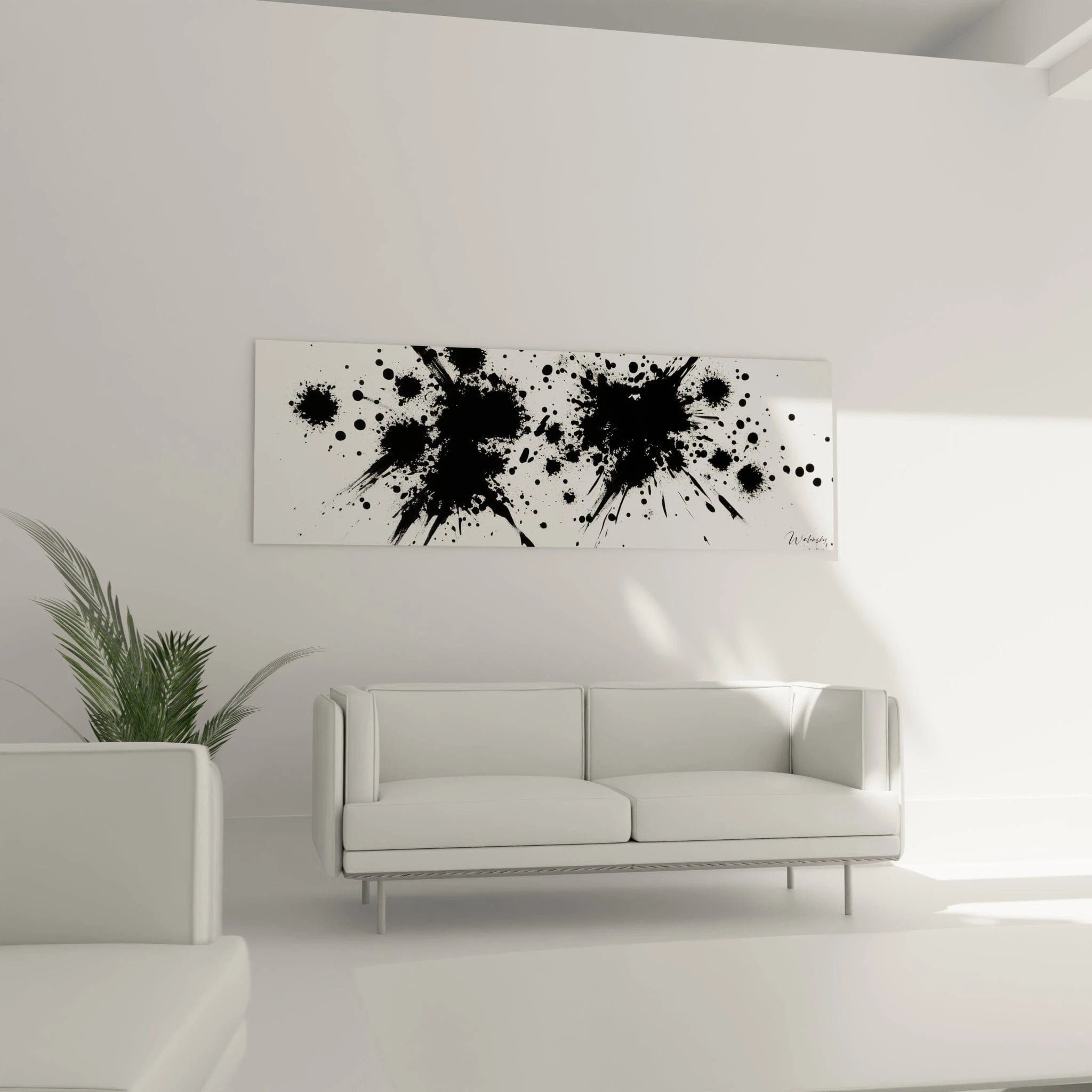 Tableau tacheté noir et blanc de Walensky, idéal pour décorer un salon moderne