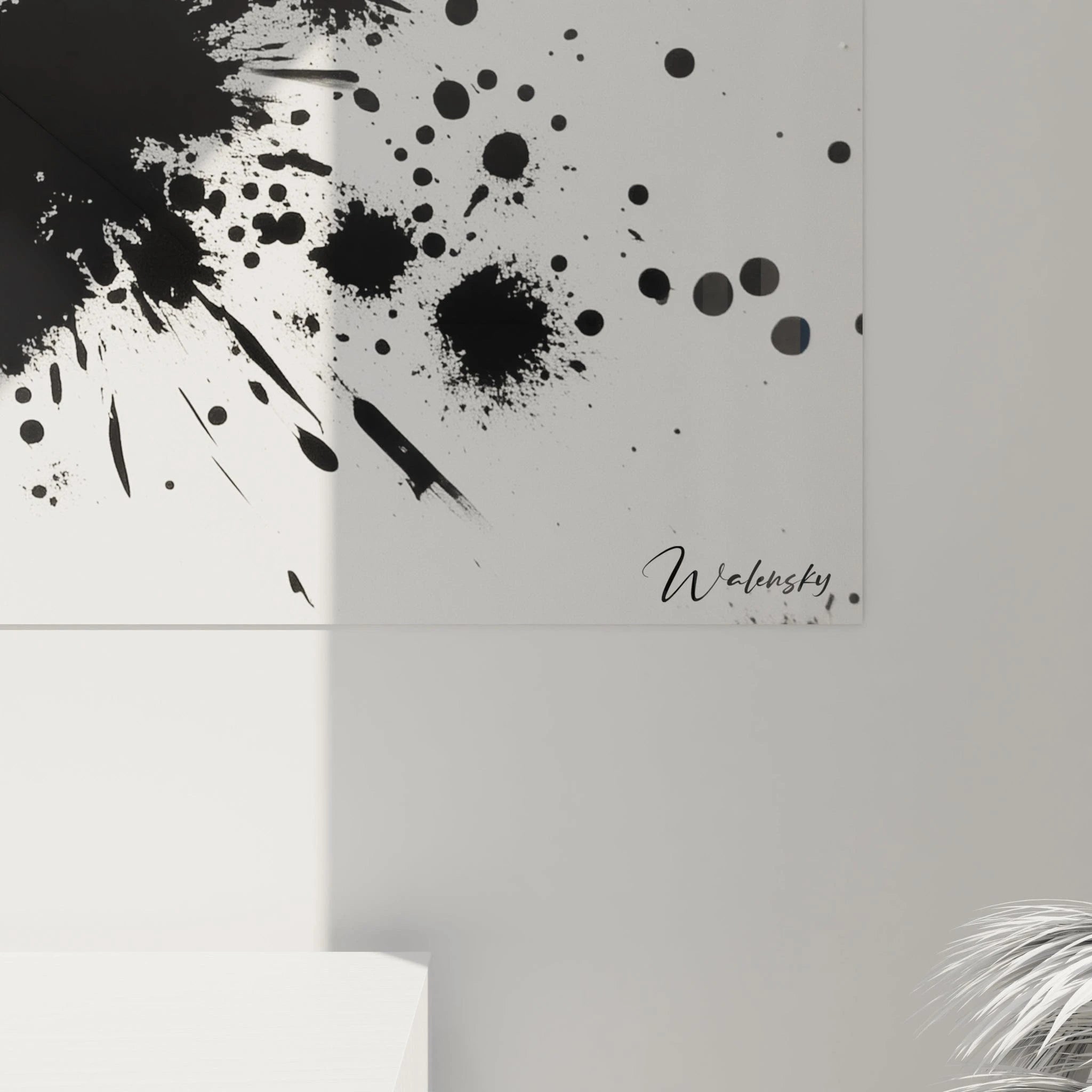 Tableau tacheté noir et blanc de Walensky avec des éclaboussures d'encre artistiques