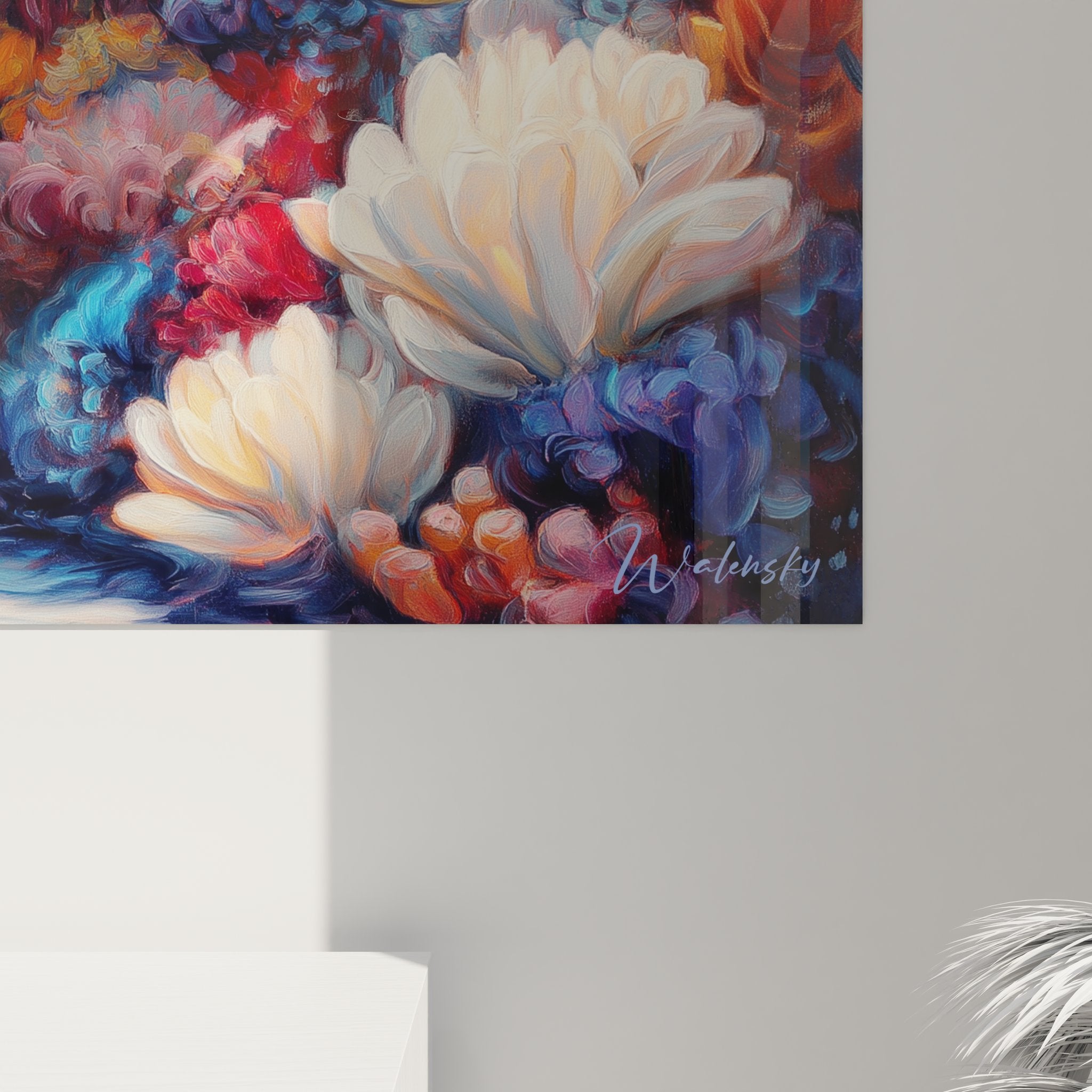 Vue ensemble tableau récif corallien mural art aquatique décoration marine couleurs vives fonds marins