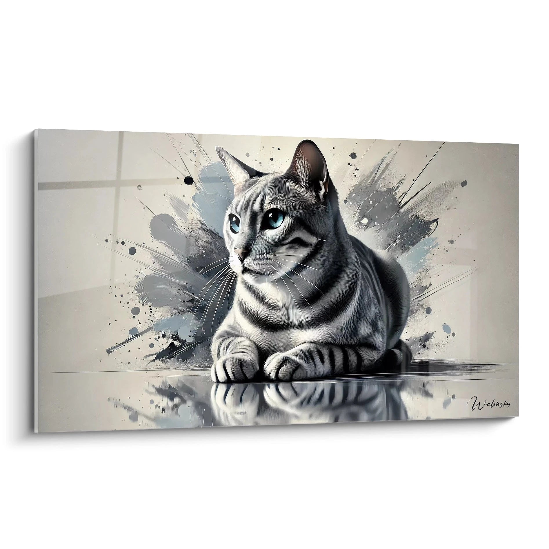 Découvrez ce tableau chat réaliste avec son magnifique chat tigré argenté vu de biais. Parfait pour apporter élégance et modernité à votre décoration intérieure.