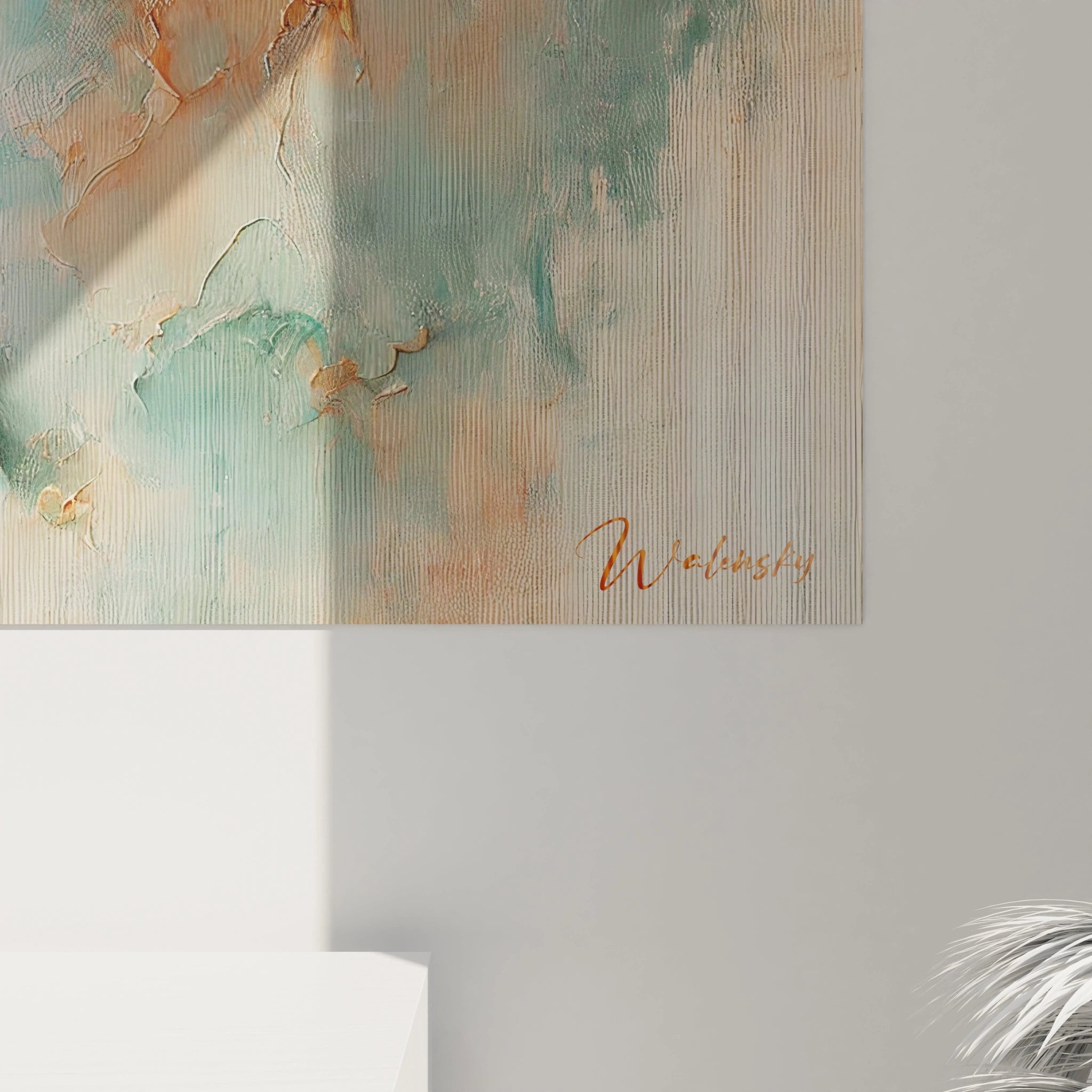 Zoom sur "Reflet voilé" : admirez les détails de la texture granuleuse et les nuances subtiles. Les coups de couteau révèlent un portrait féminin voilé de mystère.