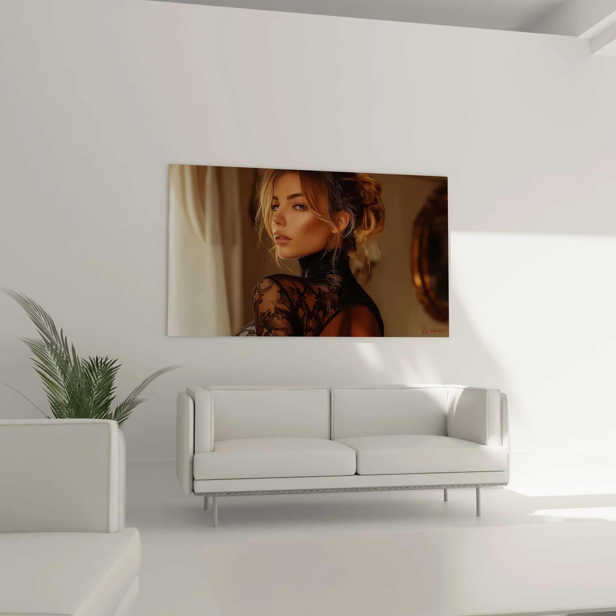 Tableau femme contemporaine de Walensky avec une élégante femme en arrière-plan doré
