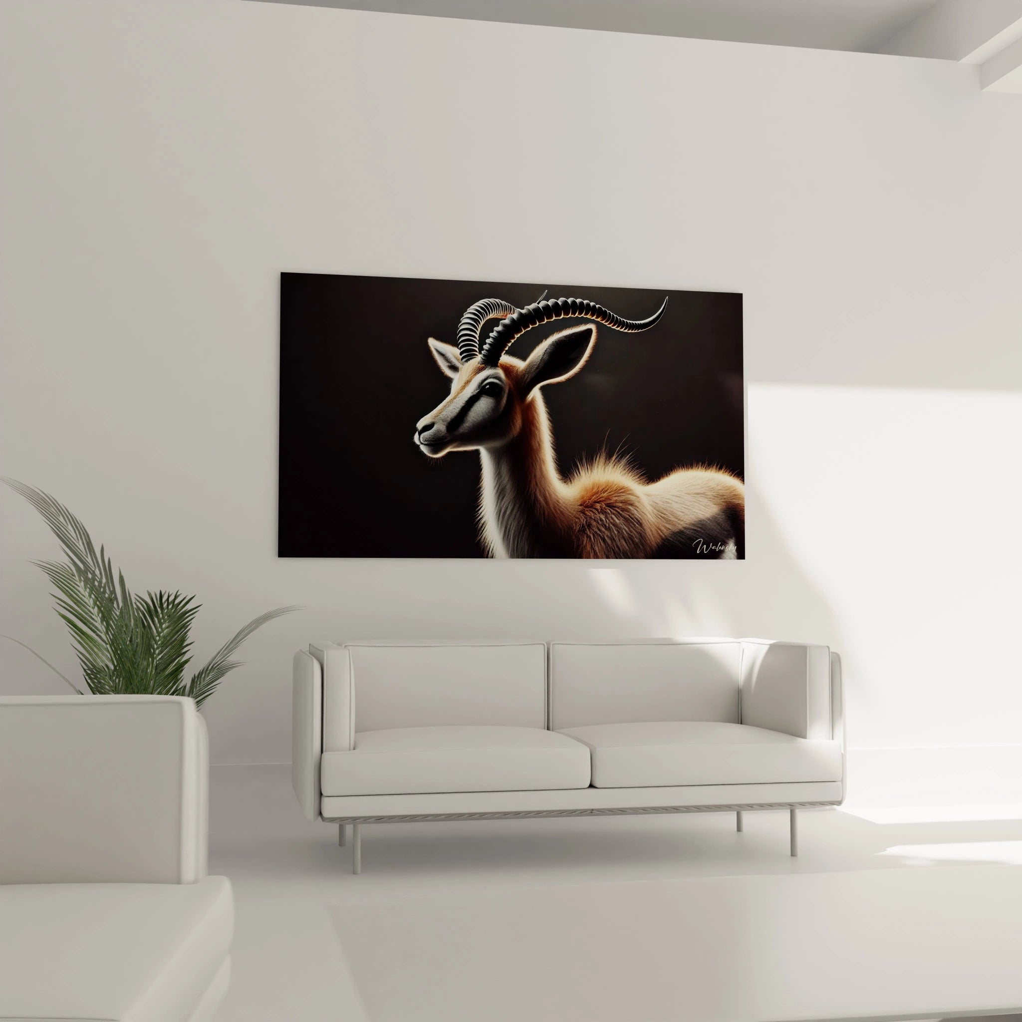 Donne vie a ton salon avec ce tableau gazelle suspendu au dessus de ton canape. Le contraste des couleurs et la finesse des details ajoutent du caractere a ton espace