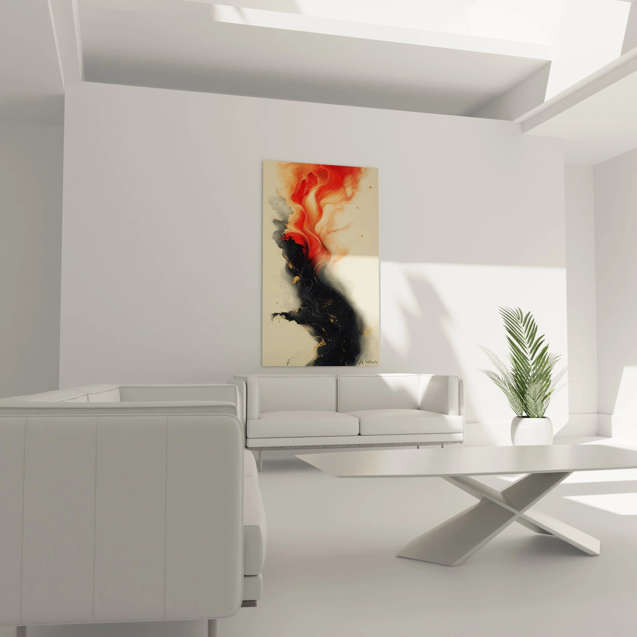 Tableau expressionnisme abstrait Walensky avec des couleurs vives et des formes dynamiques