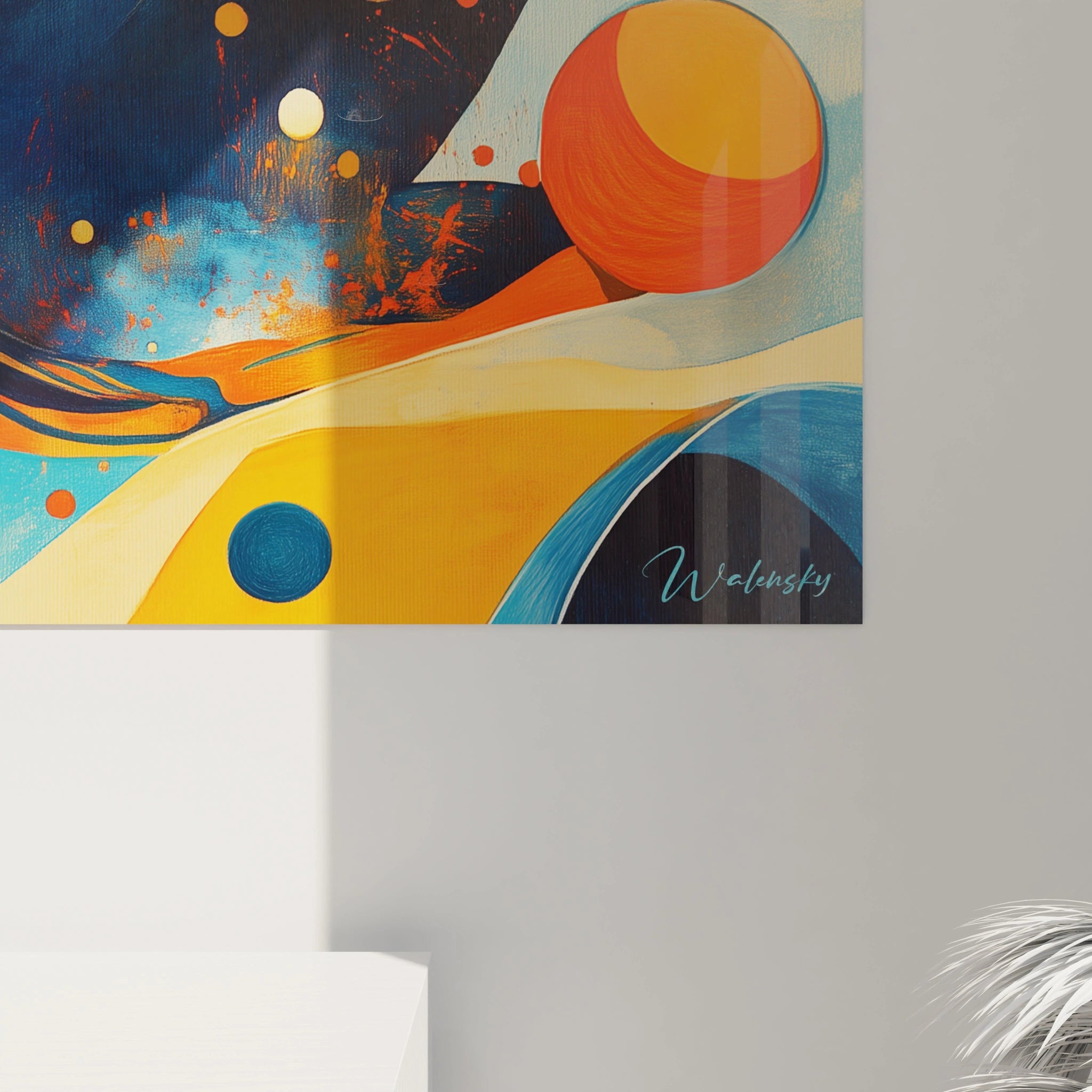 Tableau géométrique abstrait de Walensky avec des formes colorées et dynamiques