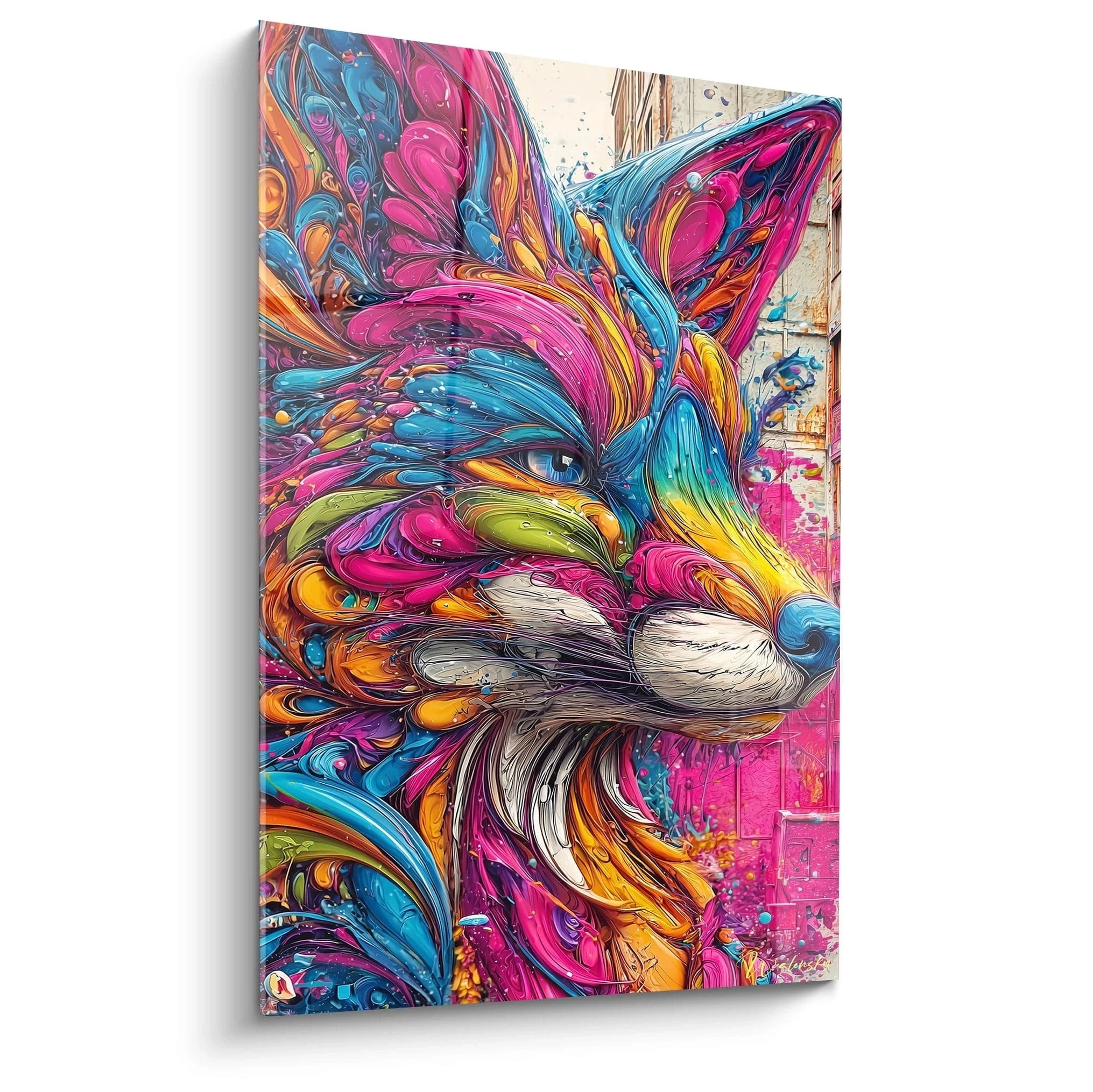 Tableau renard multicolore aux couleurs vives, art moderne décoratif pour intérieur contemporain