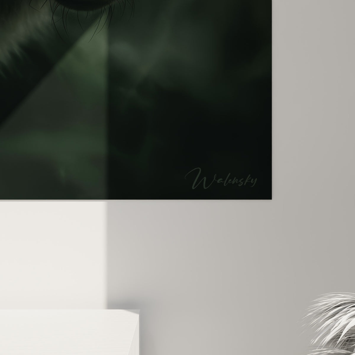 Empâtements fins du pelage roux et texture du fond vert sombre visibles de près sur cette œuvre