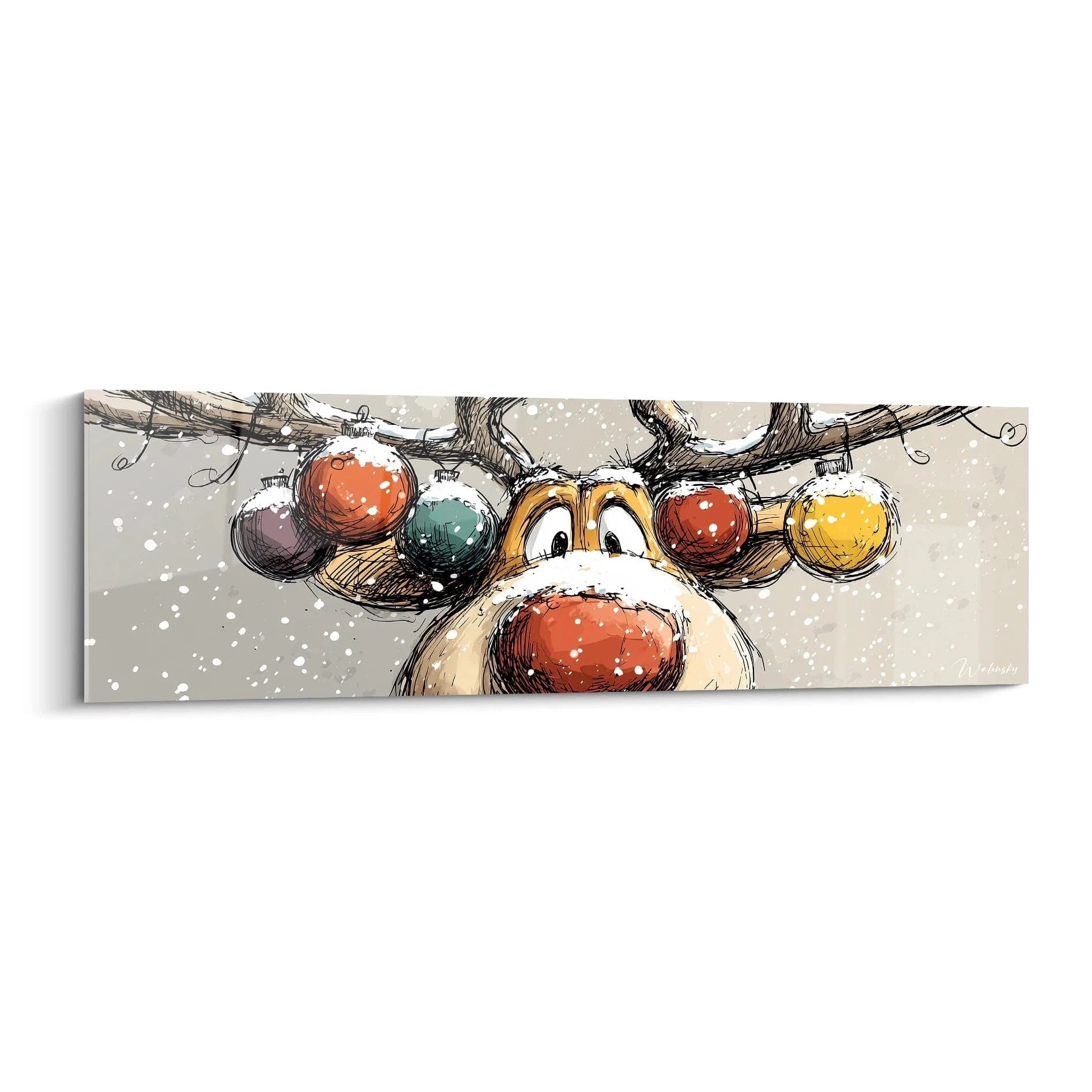 Tableau Renne Poudreuse Magique - édition Noel - Walensky