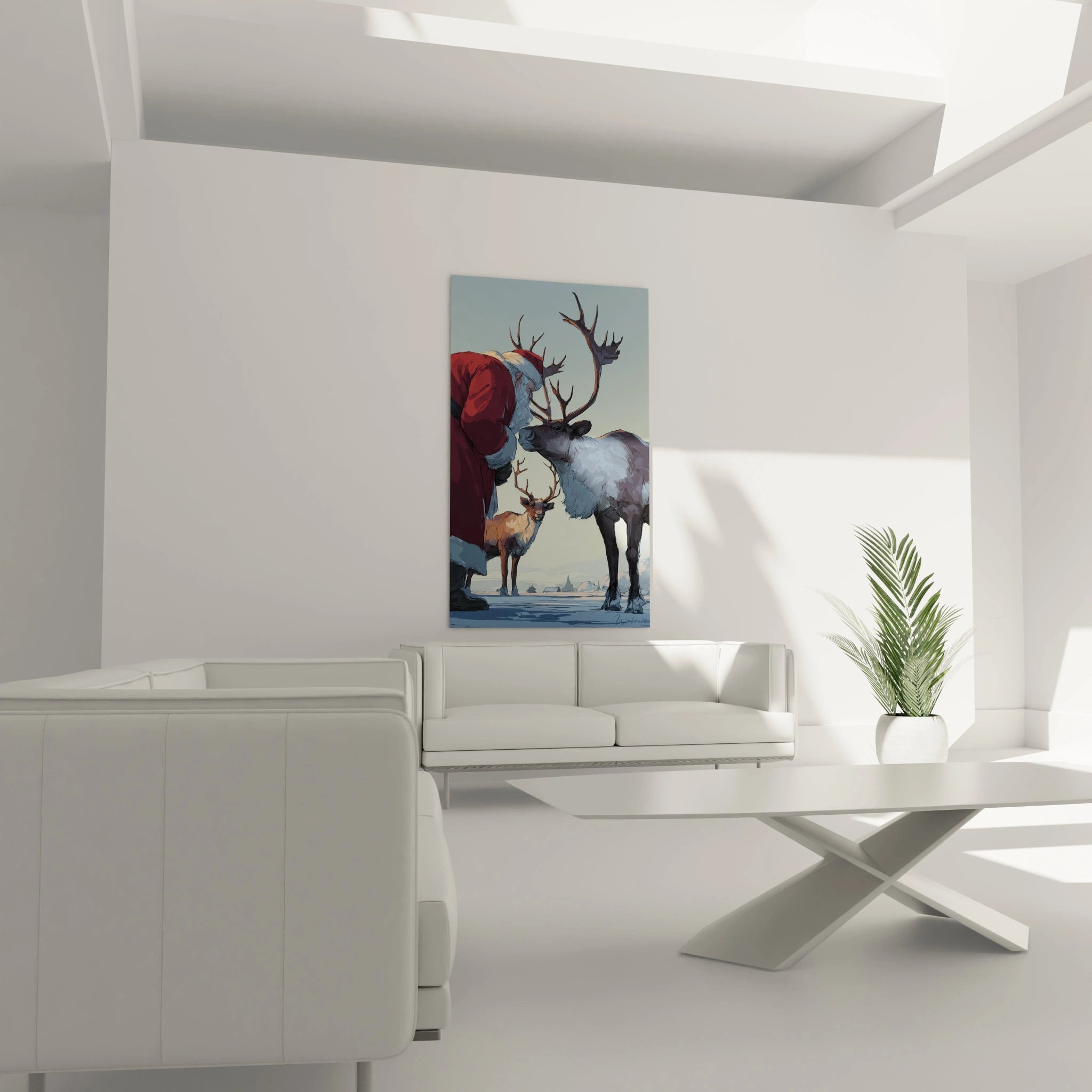 Tableau mural haut de gamme représentant un renne Noël pour une décoration festive élégante